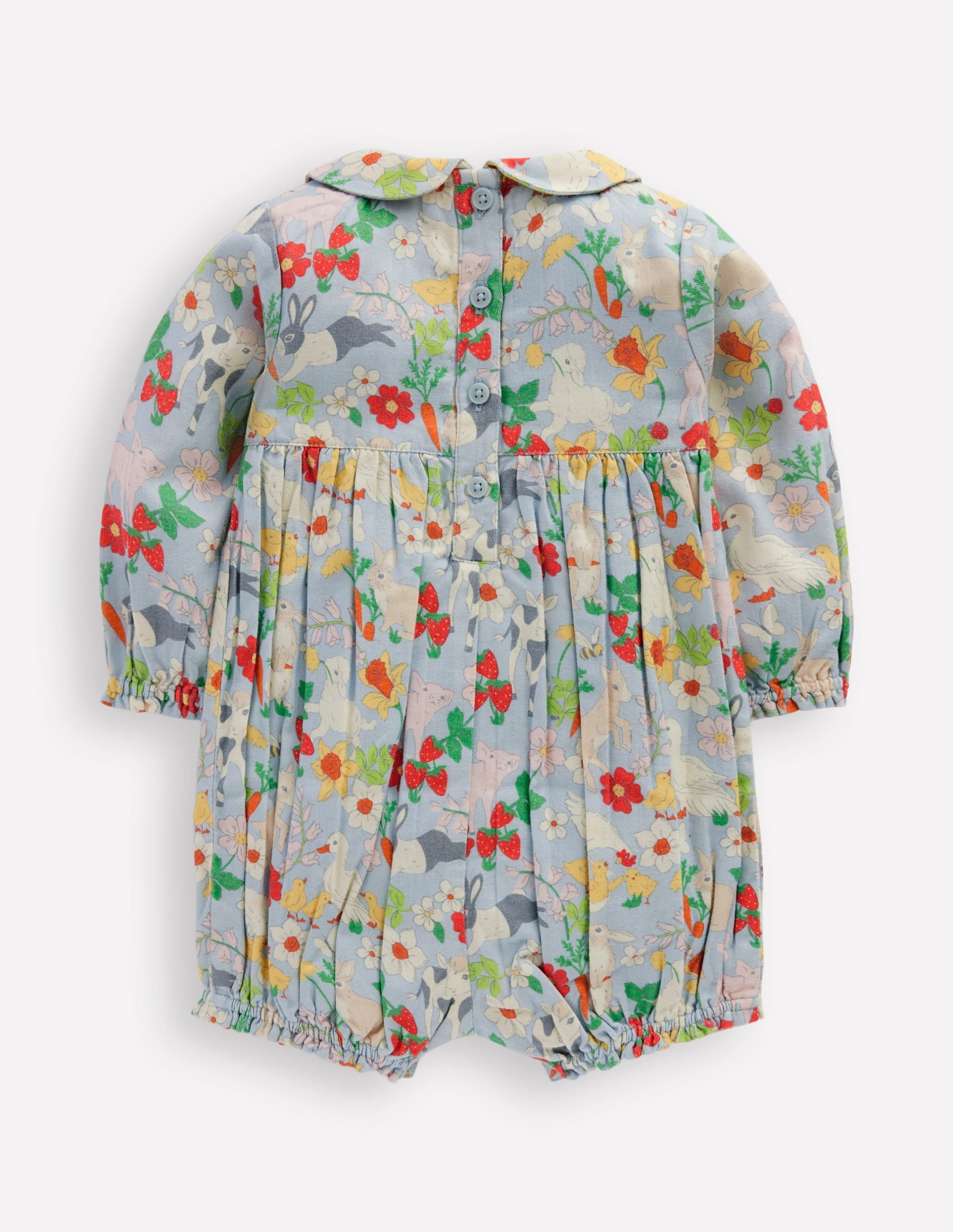 Smocked Romper-Blue Spring Meadow - Image 3
