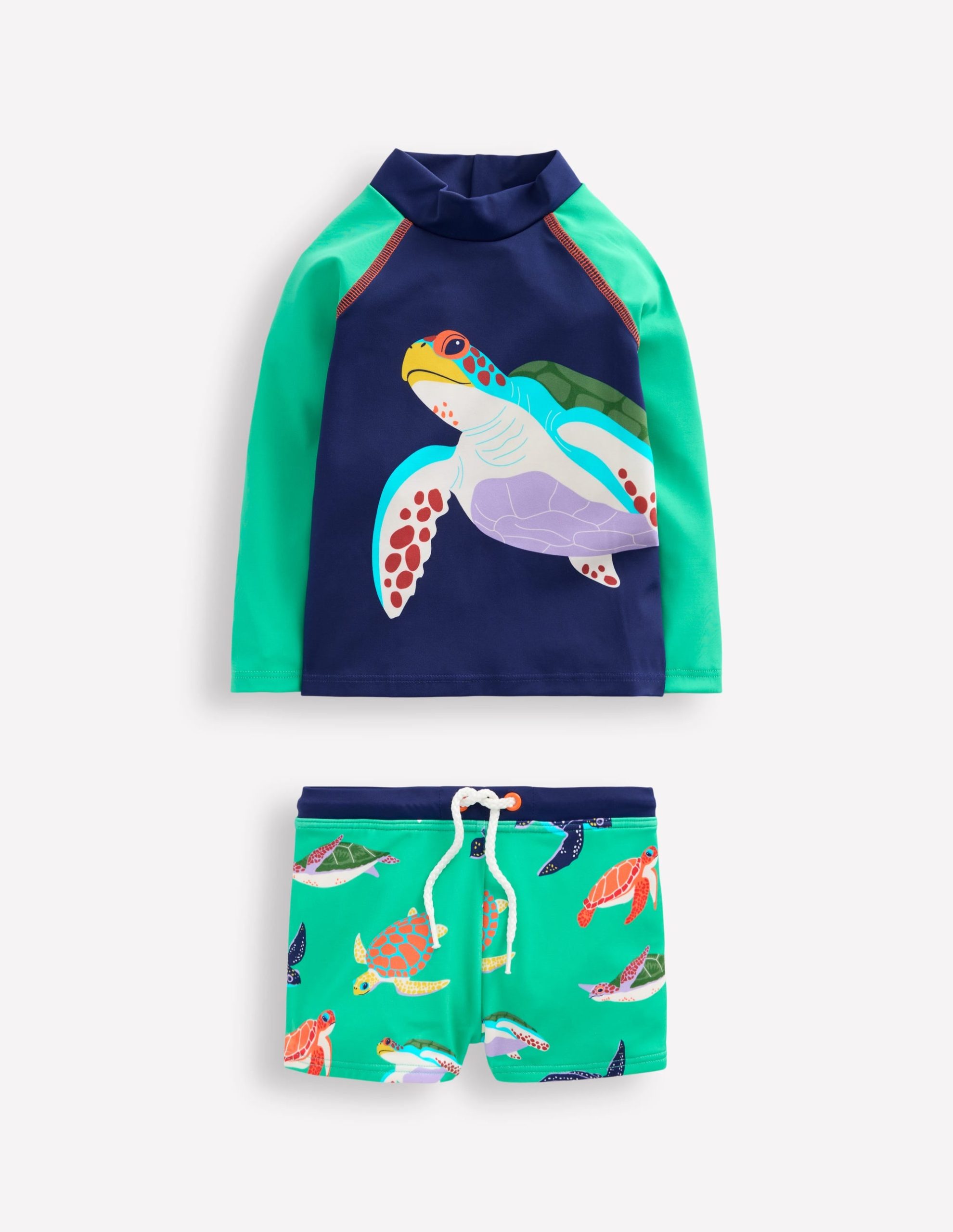 Fun Rash Vest Set-Aquamarine Blue Turtles - Image 2