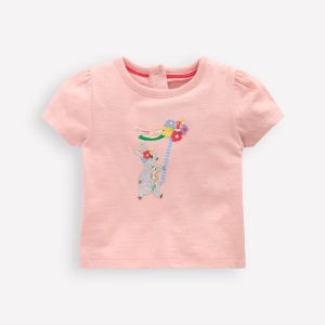 Girls Puff Sleeve Logo T-Shirt-Chalk Pink May Day Bunny