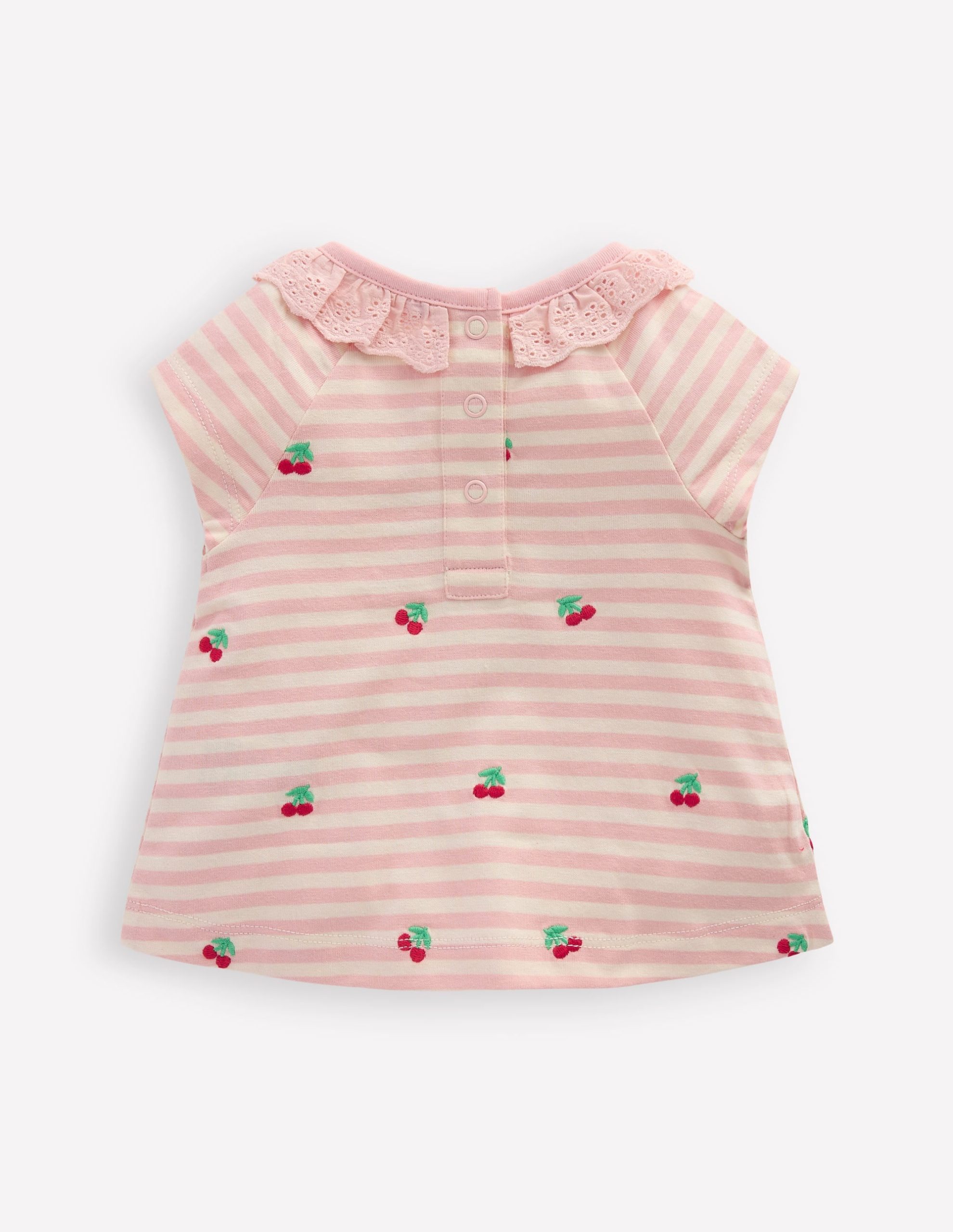 Embroidered Jersey Top-Soft Ivory/ Chalk Pink - Image 2