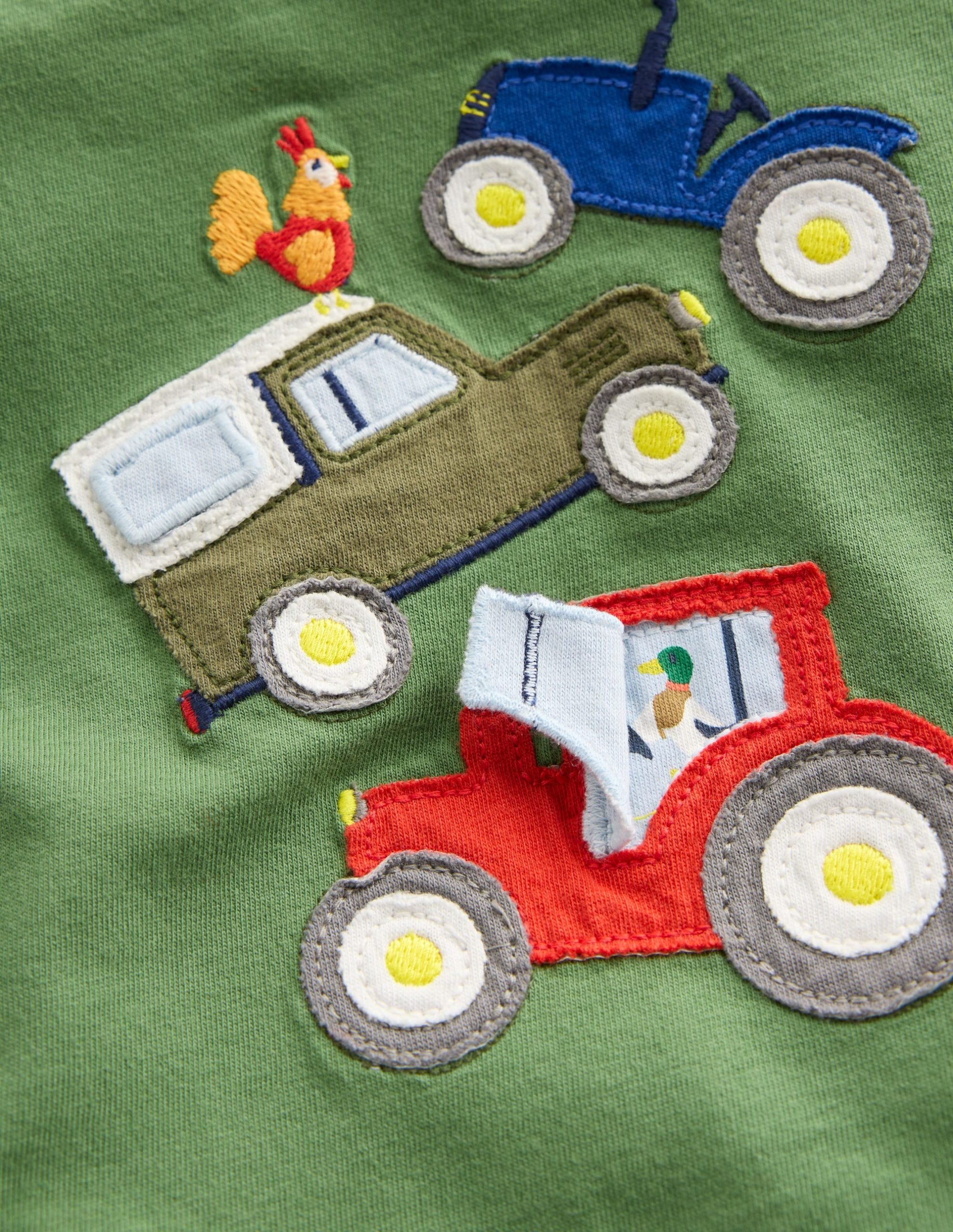 Long Sleeve Applique T-Shirt-Green Lift The Flap Transport - Image 3