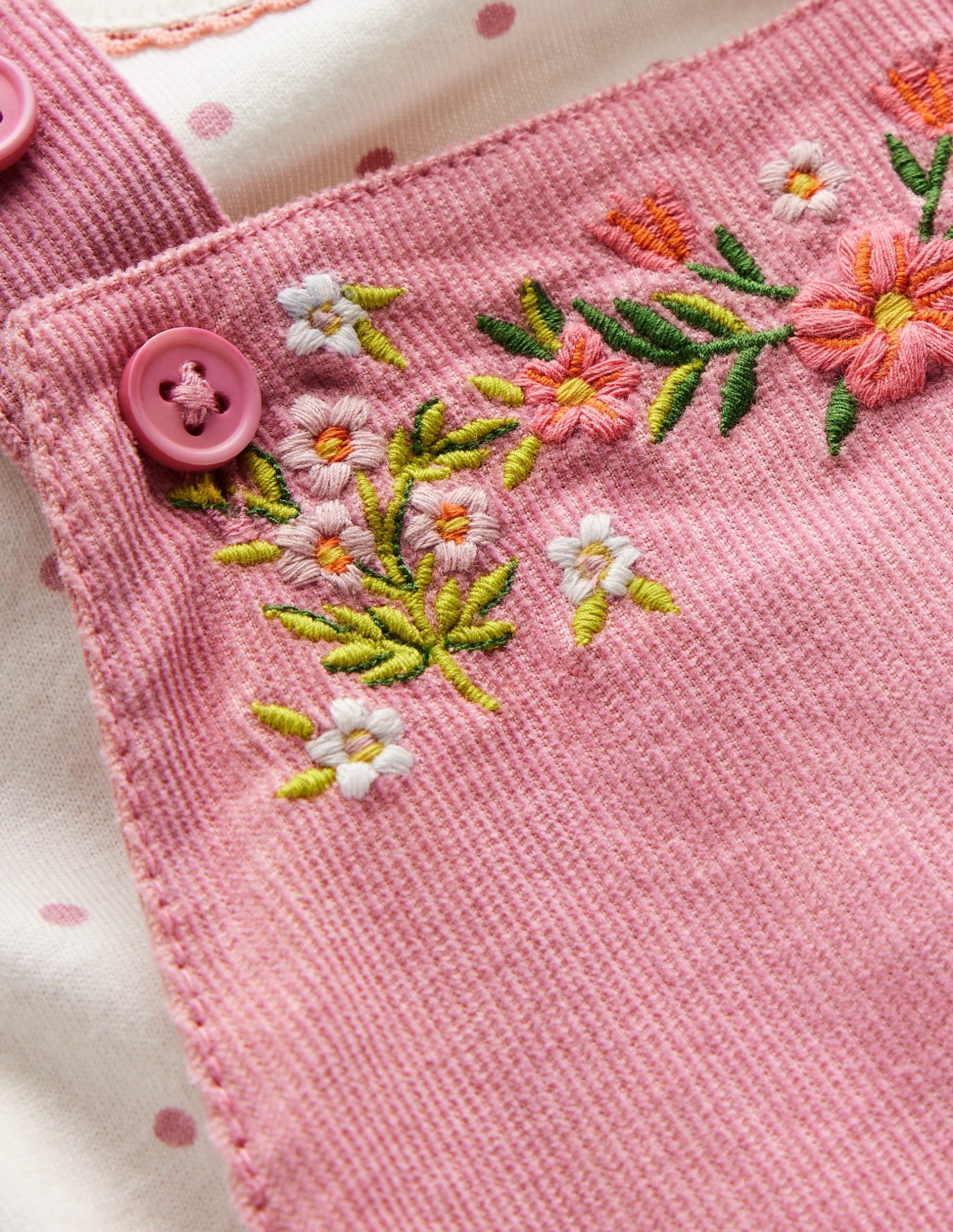 Woven Overalls Set-Pink Haze Floral Embroidery - Image 3