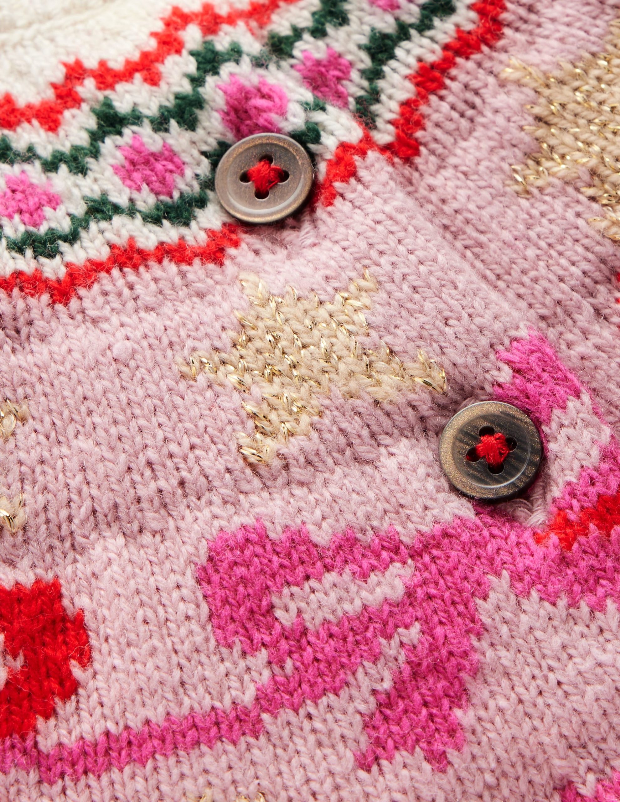 Edie Fair Isle Cardigan-Vintage Pink Bows - Image 3
