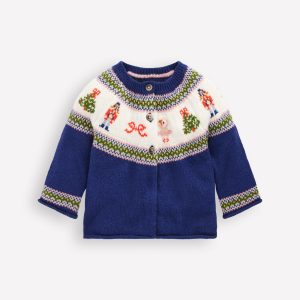Edie Fair Isle Cardigan-College Navy Nutcracker