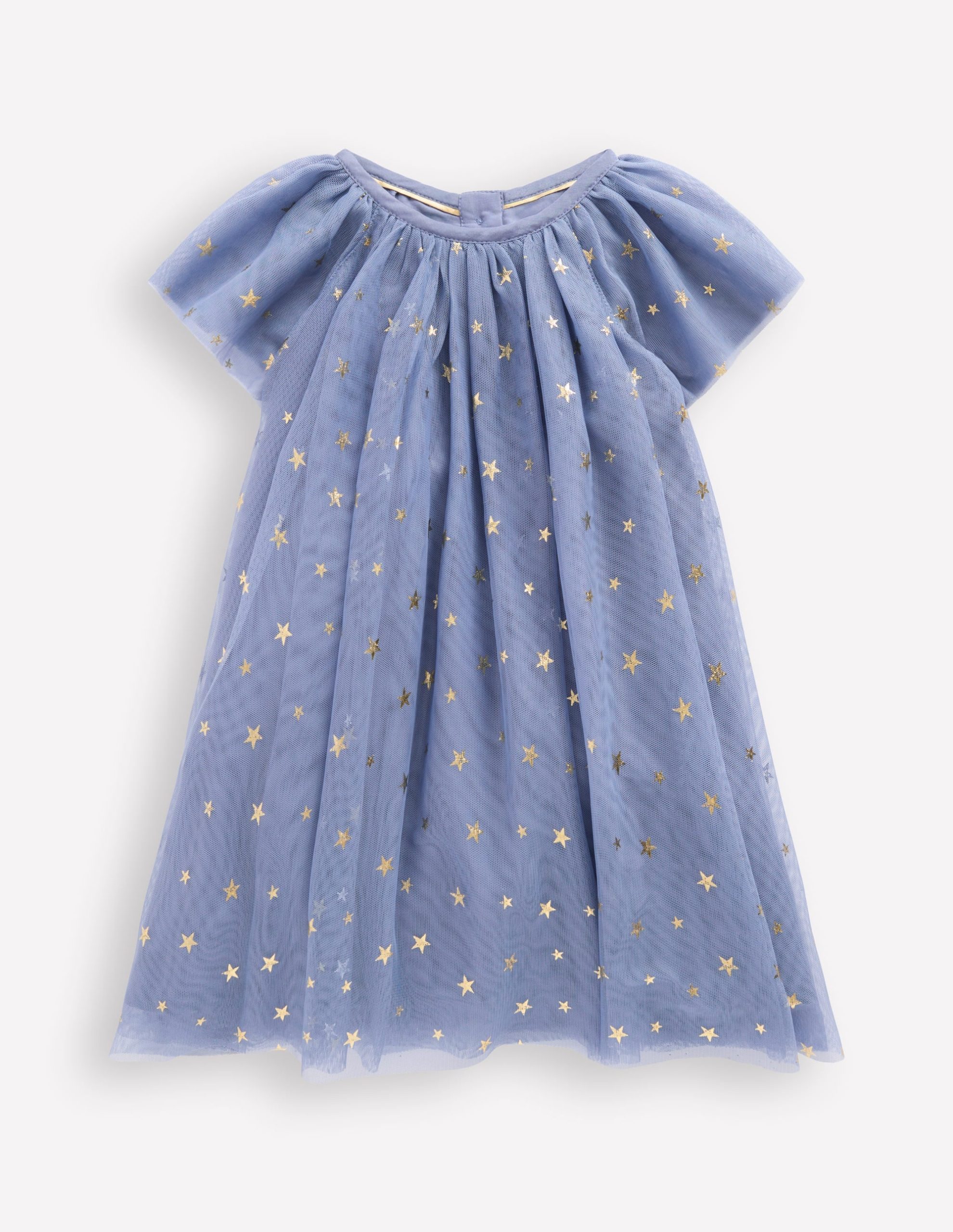 Layered Tulle Dress-Blue Gold Foil Star