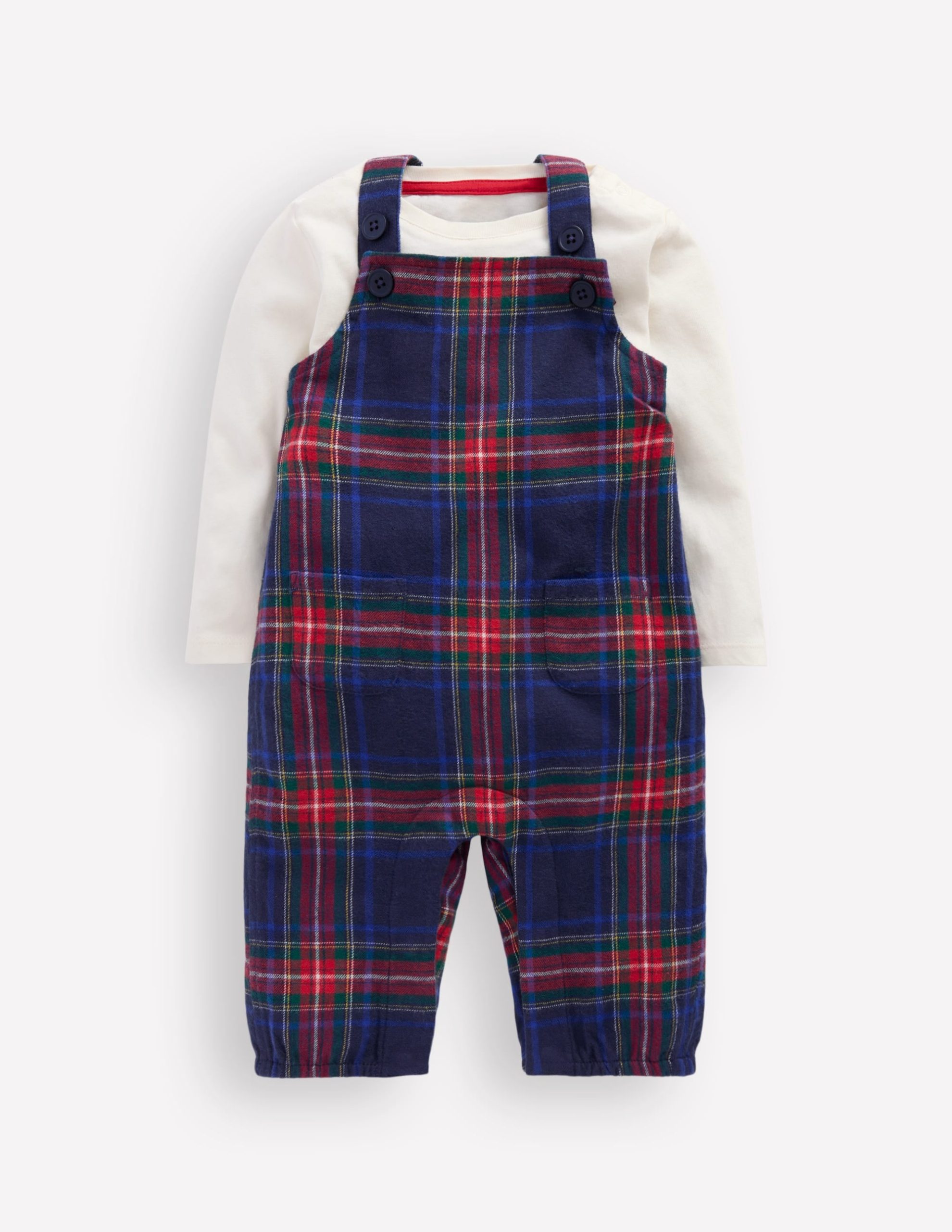 Nostalgic Romper Set-Navy Check