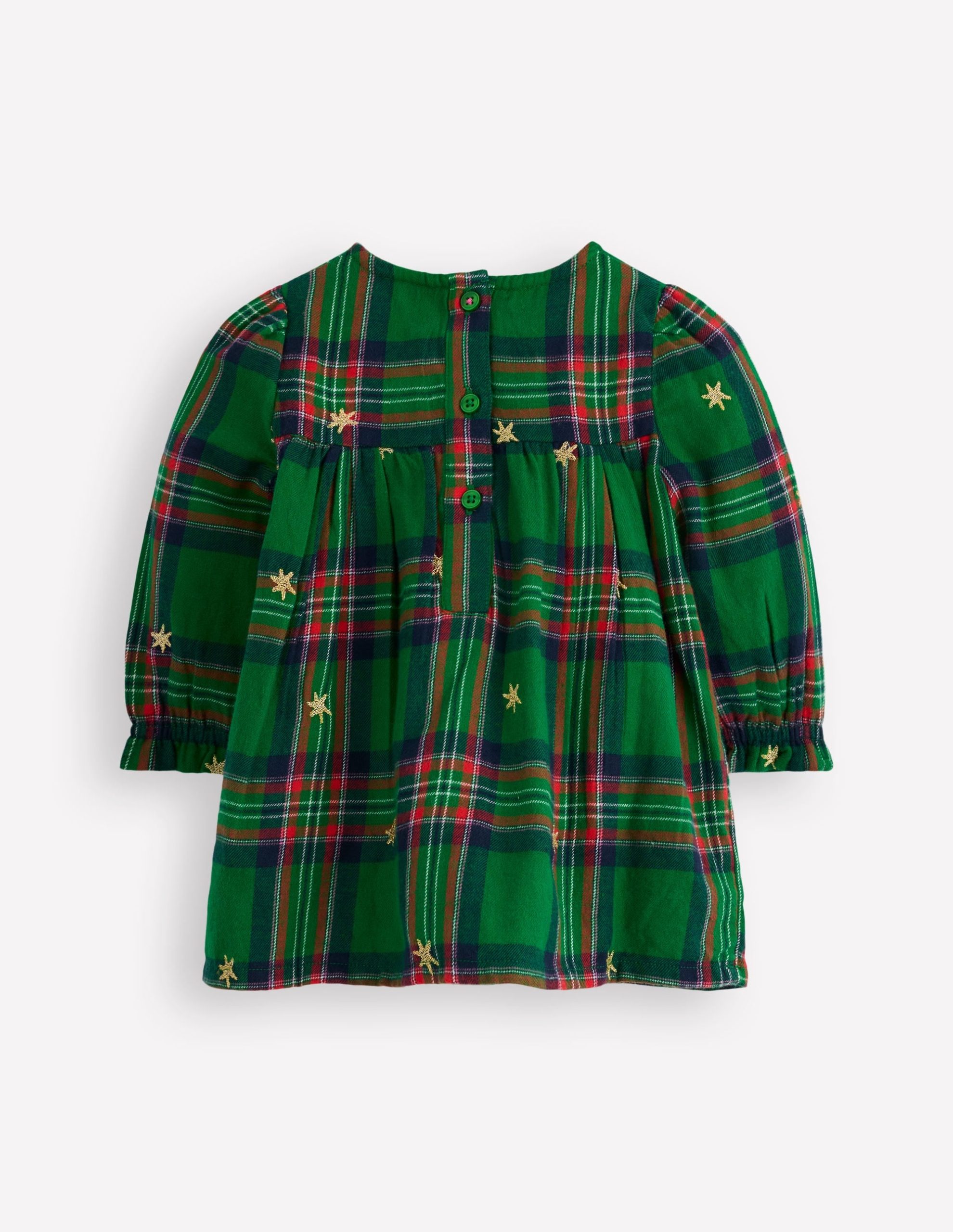 Smocked Occasion Dress-Green Check - Image 2