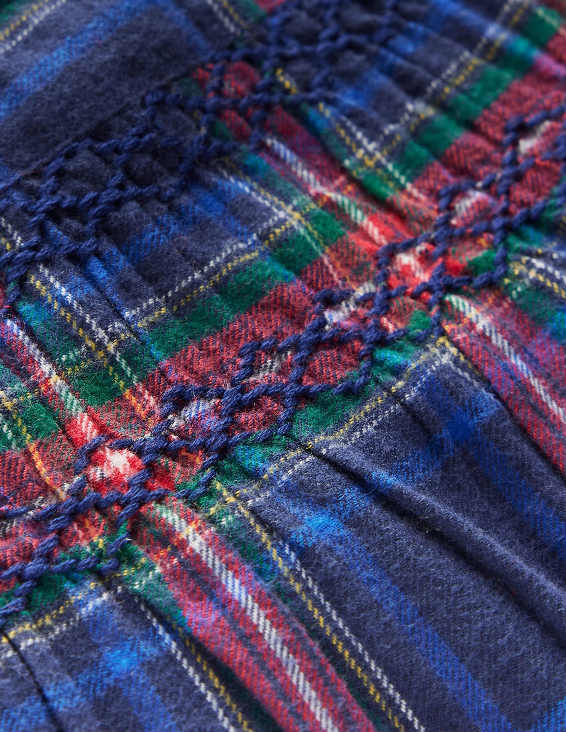 Smocked Occasion Dress-Navy Check - Image 4