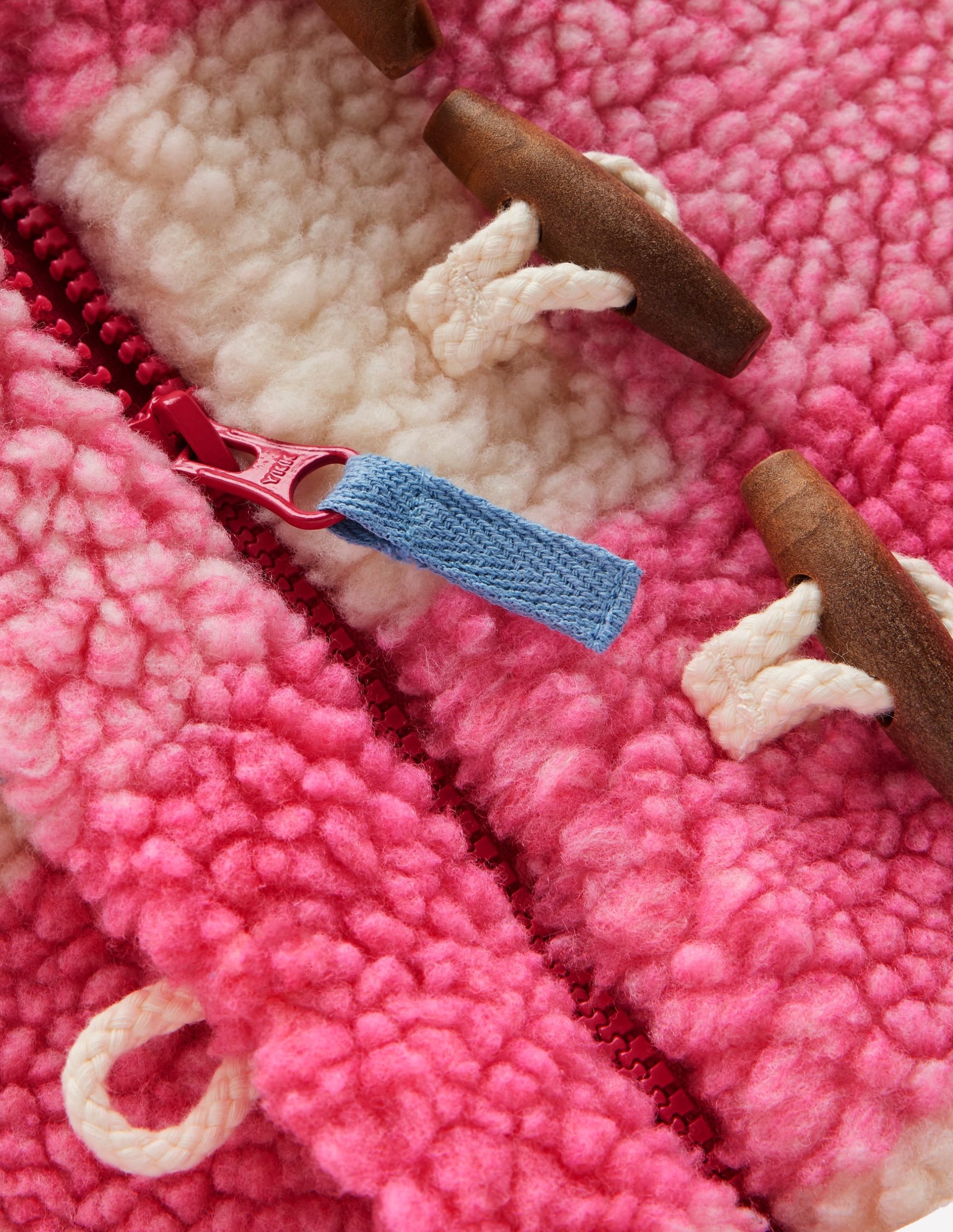 Girls Borg Duffle Coat-Pink Check - Image 3