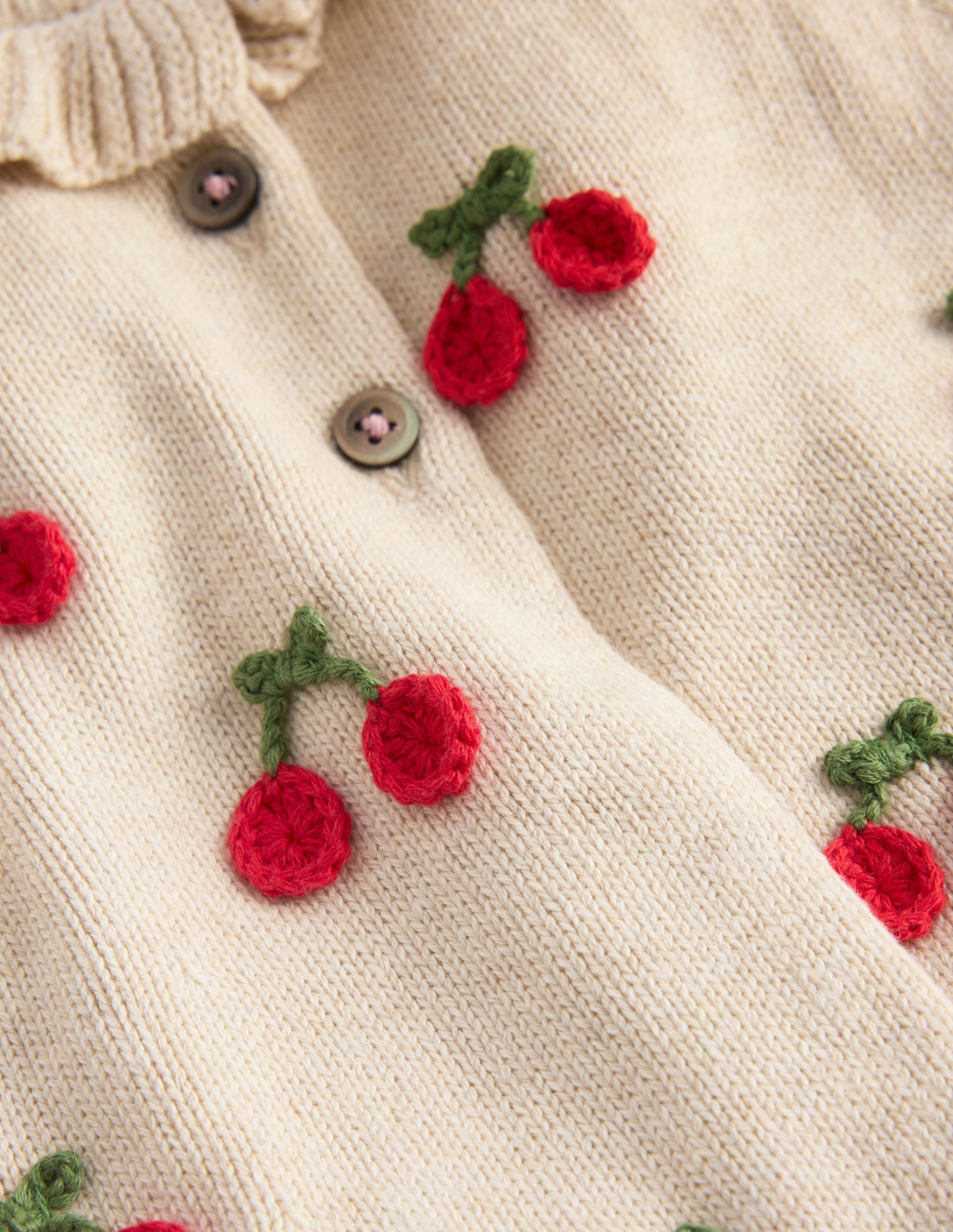Pretty Frill Cardigan-Oatmeal Marl Cherries - Image 4