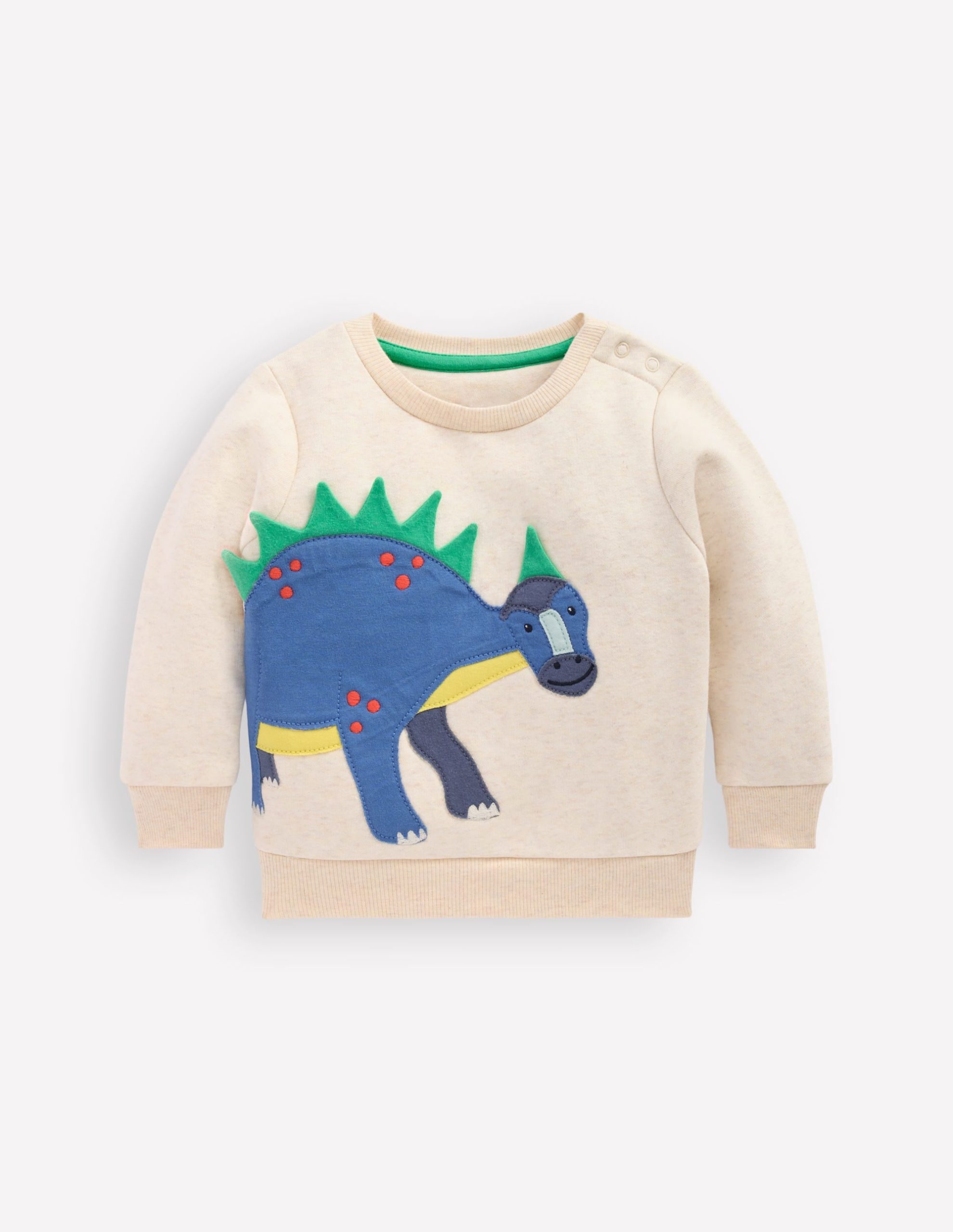 Boys Appliqu?? Sweatshirt-Oatmeal Marl Dinosaur