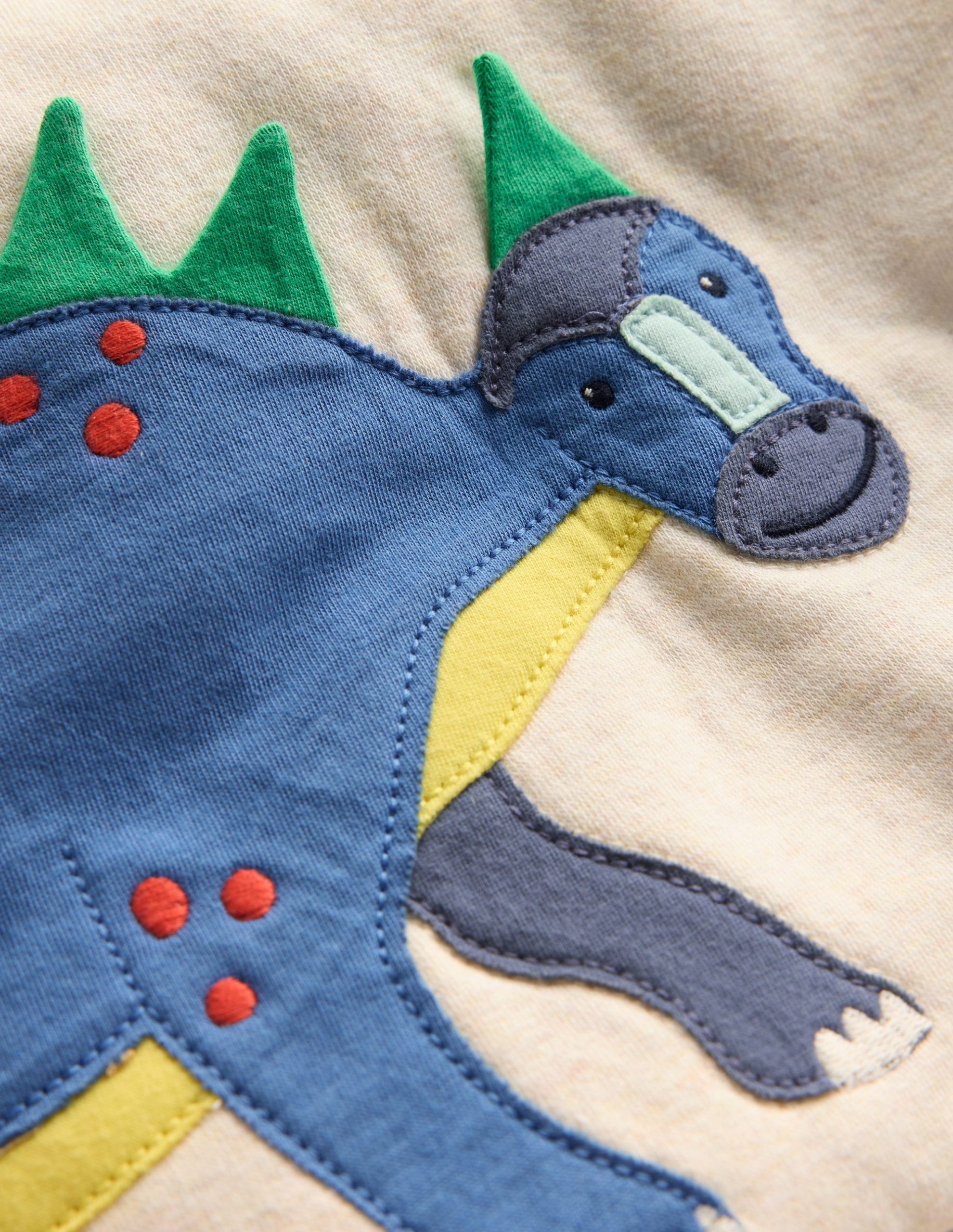 Boys Appliqu?? Sweatshirt-Oatmeal Marl Dinosaur - Image 3