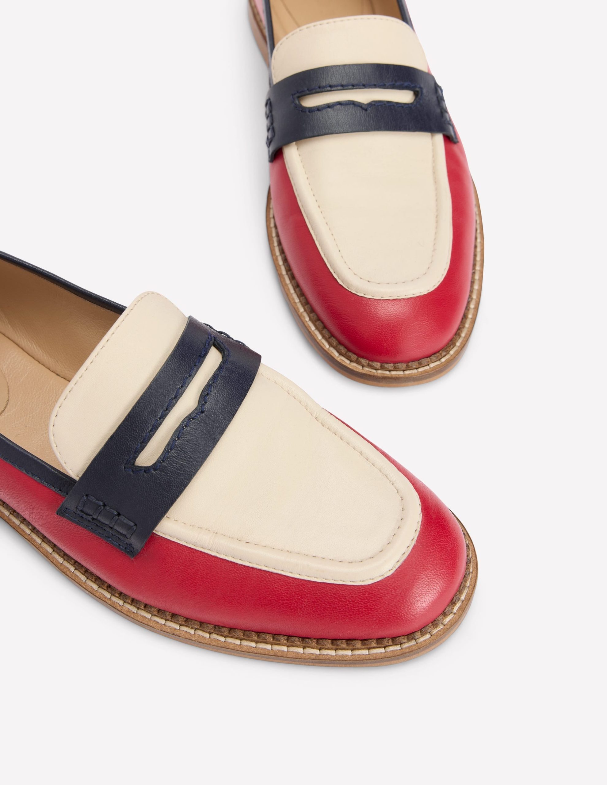 Nya Penny Loafers-Pillarbox Red/Navy - Image 4