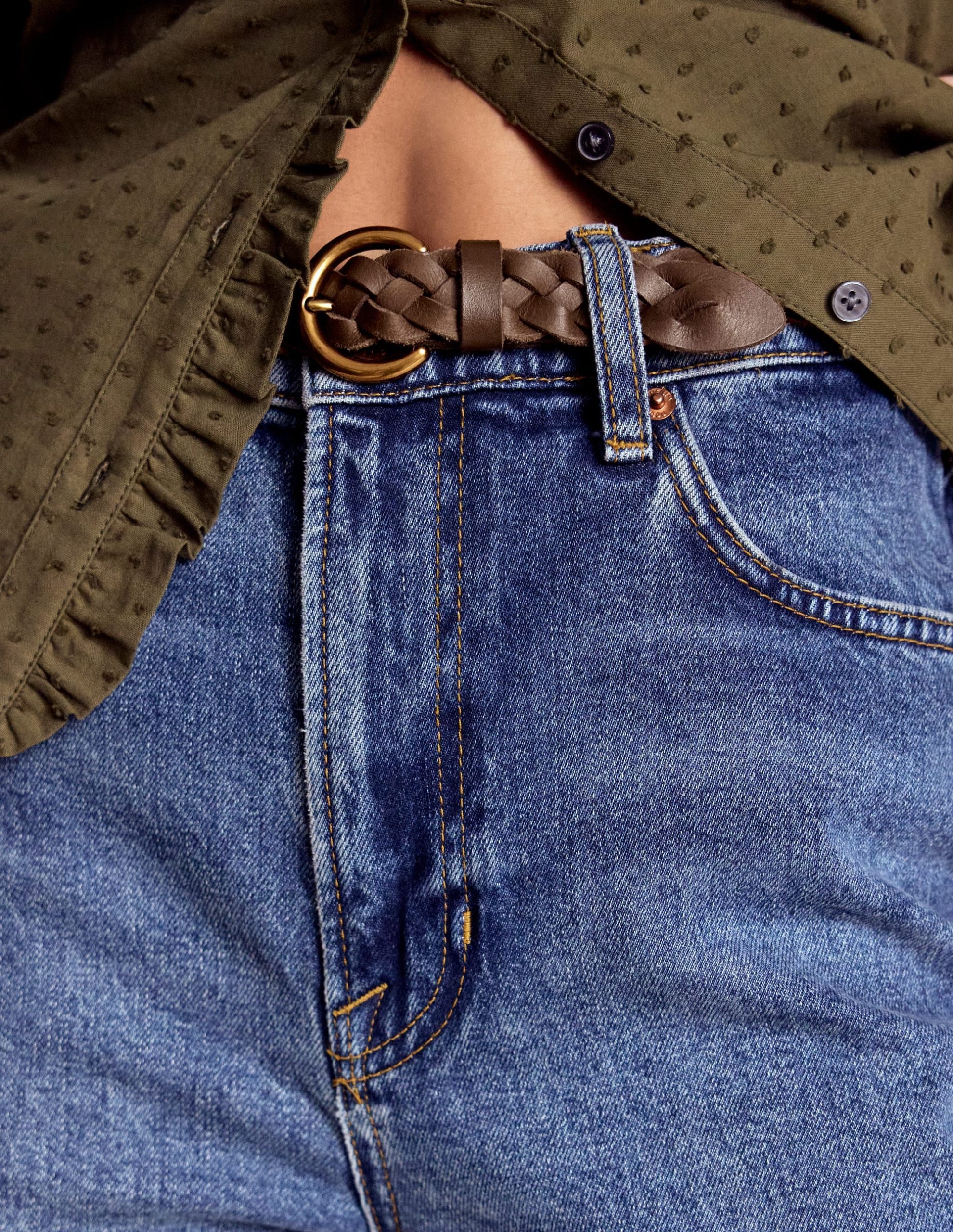 Skinny Plaited Belt-Raw Umber - Image 2