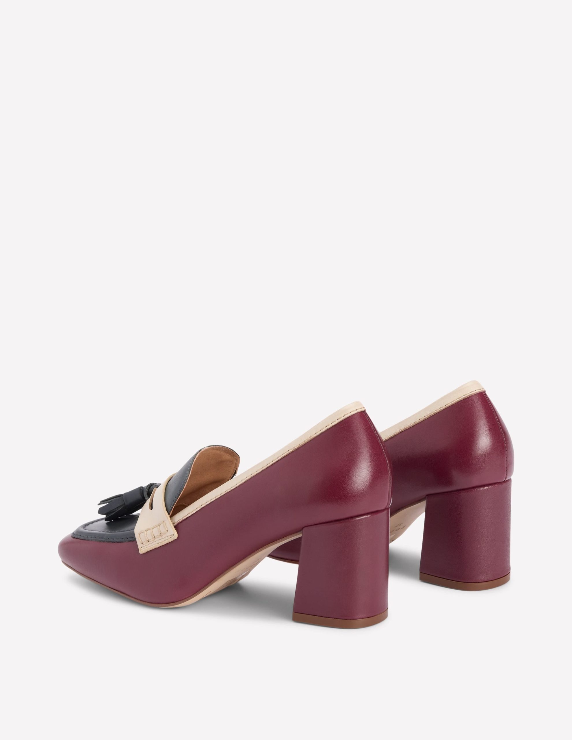 Sol Block Heeled Penny Loafers-Oxblood - Image 5