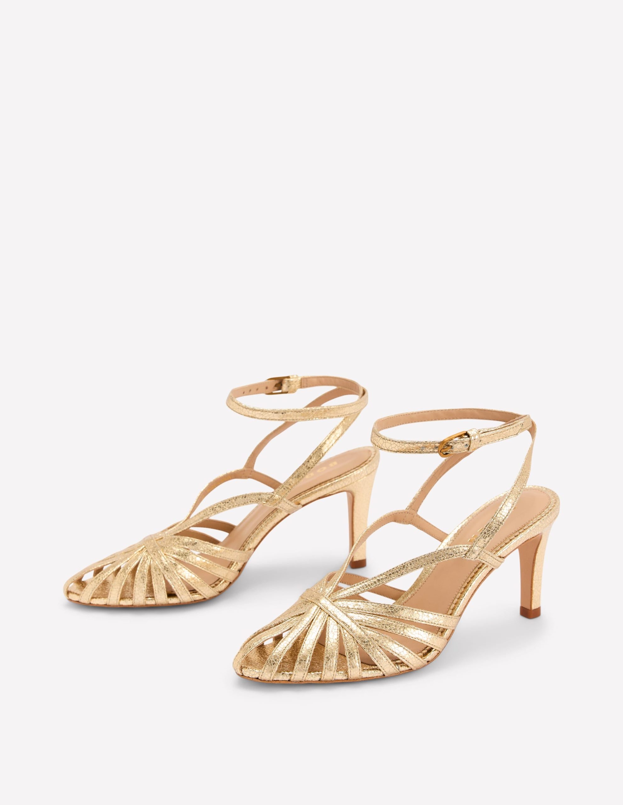 Heeled Cage Sandals-Gold Metallic - Image 3