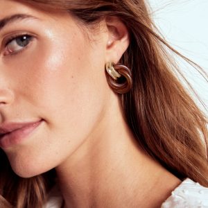 Double Twist Earrings-Brown Tort