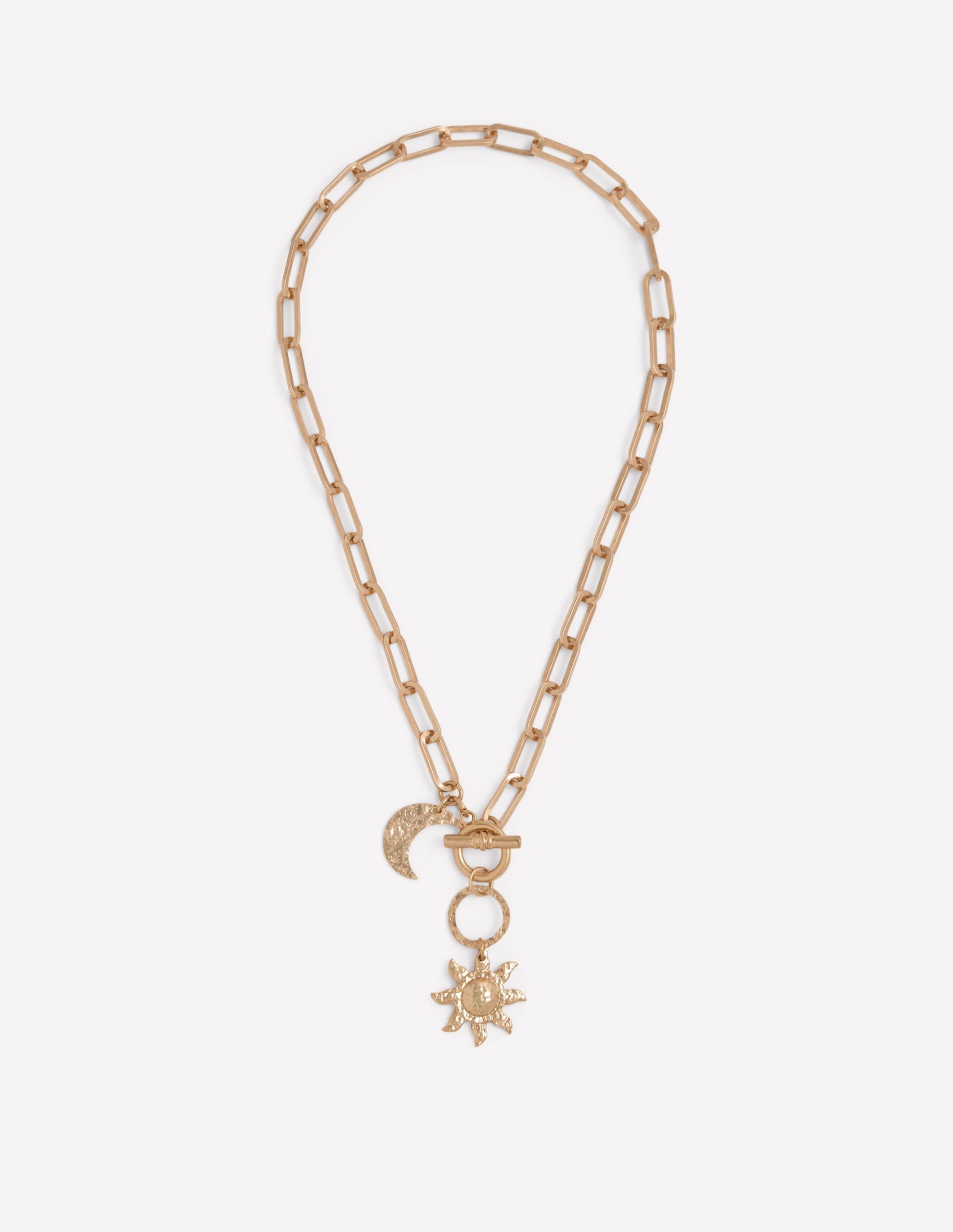 Hammered Motif Necklace-Gold Colour