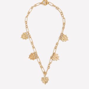Multi-Heart Charm Necklace-Gold Colour