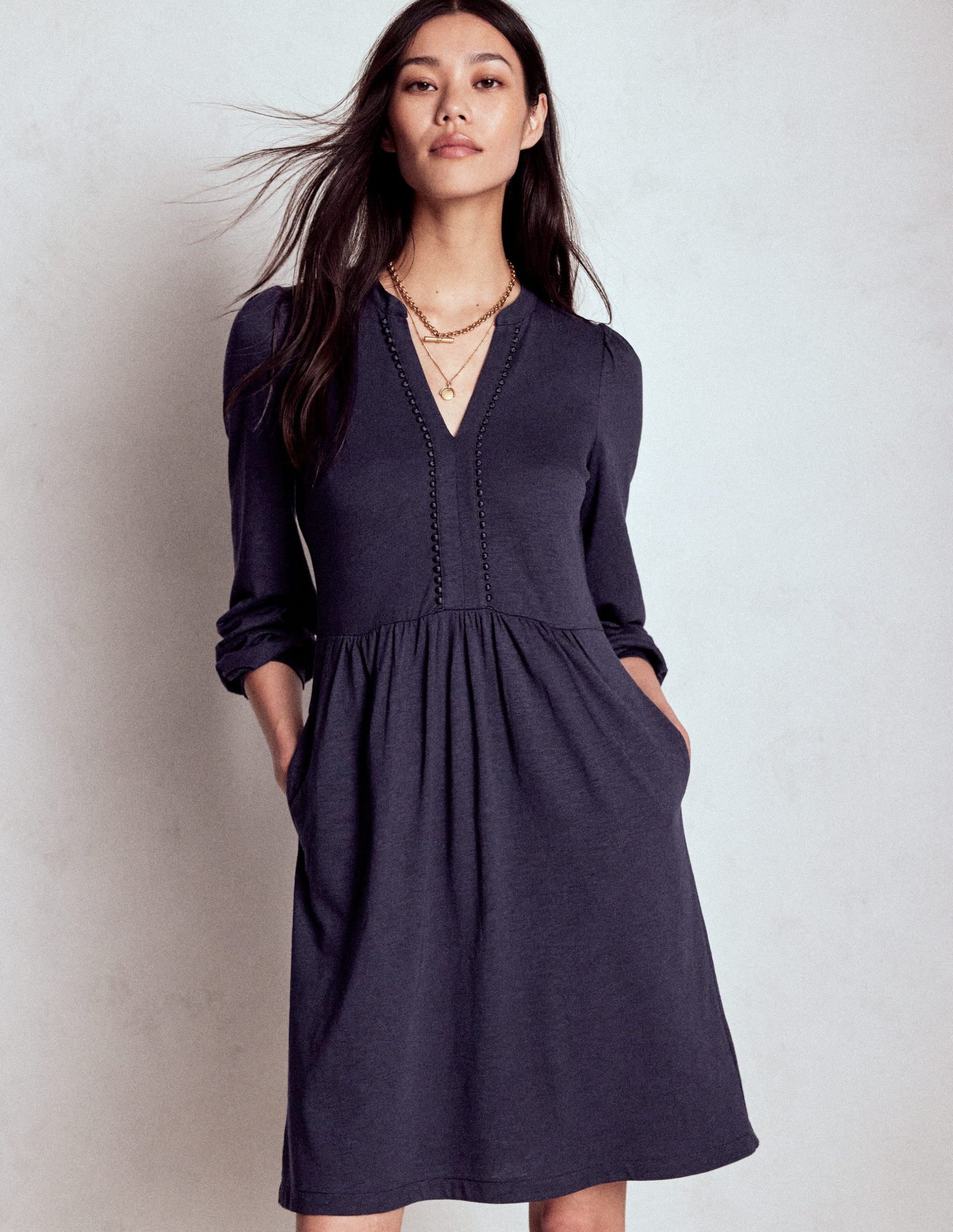 Naomi Relaxed Jersey Dress-Navy - Image 4
