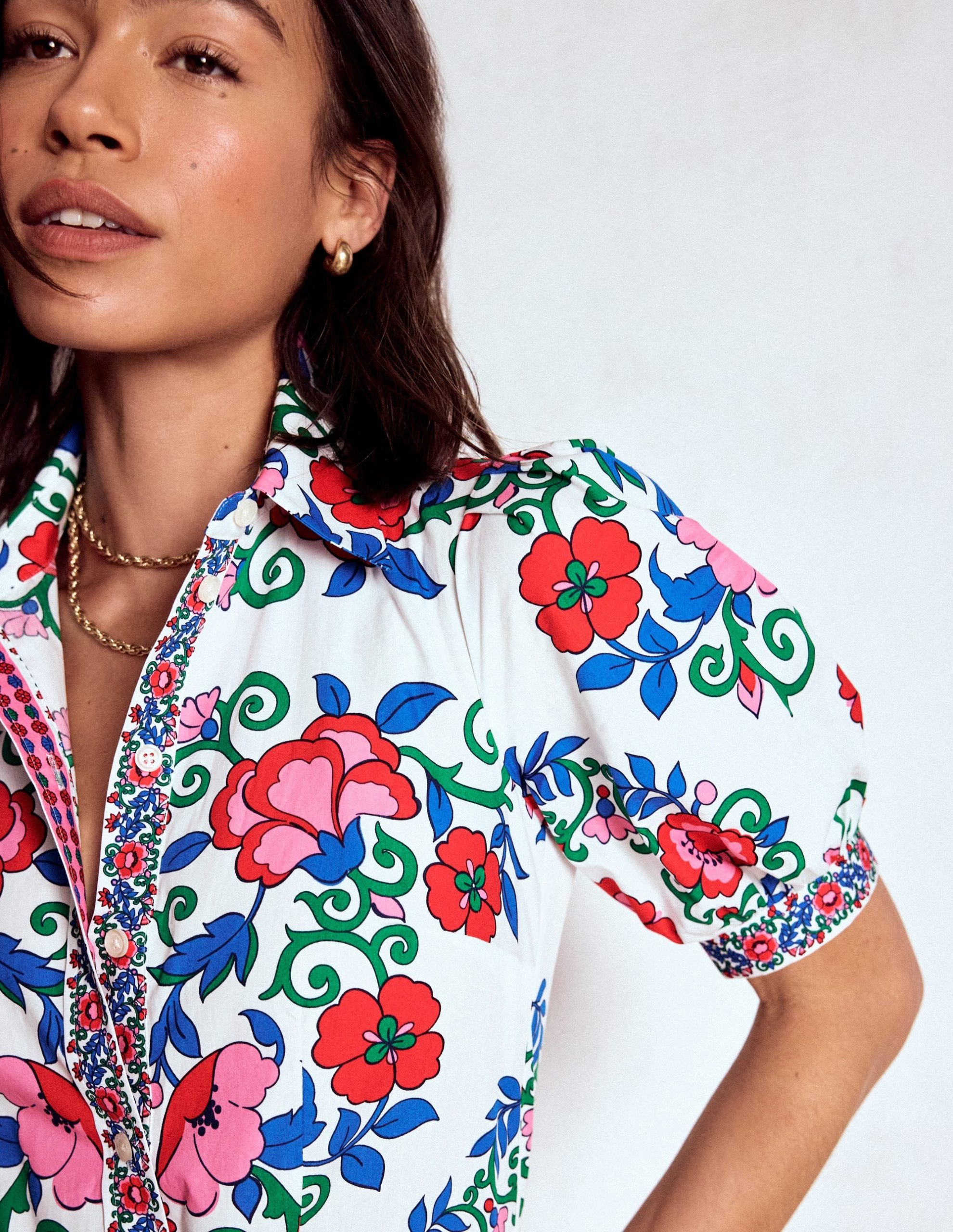 Alexa Maxi Shirt Dress-Multi. Ornamental Lattice - Image 3