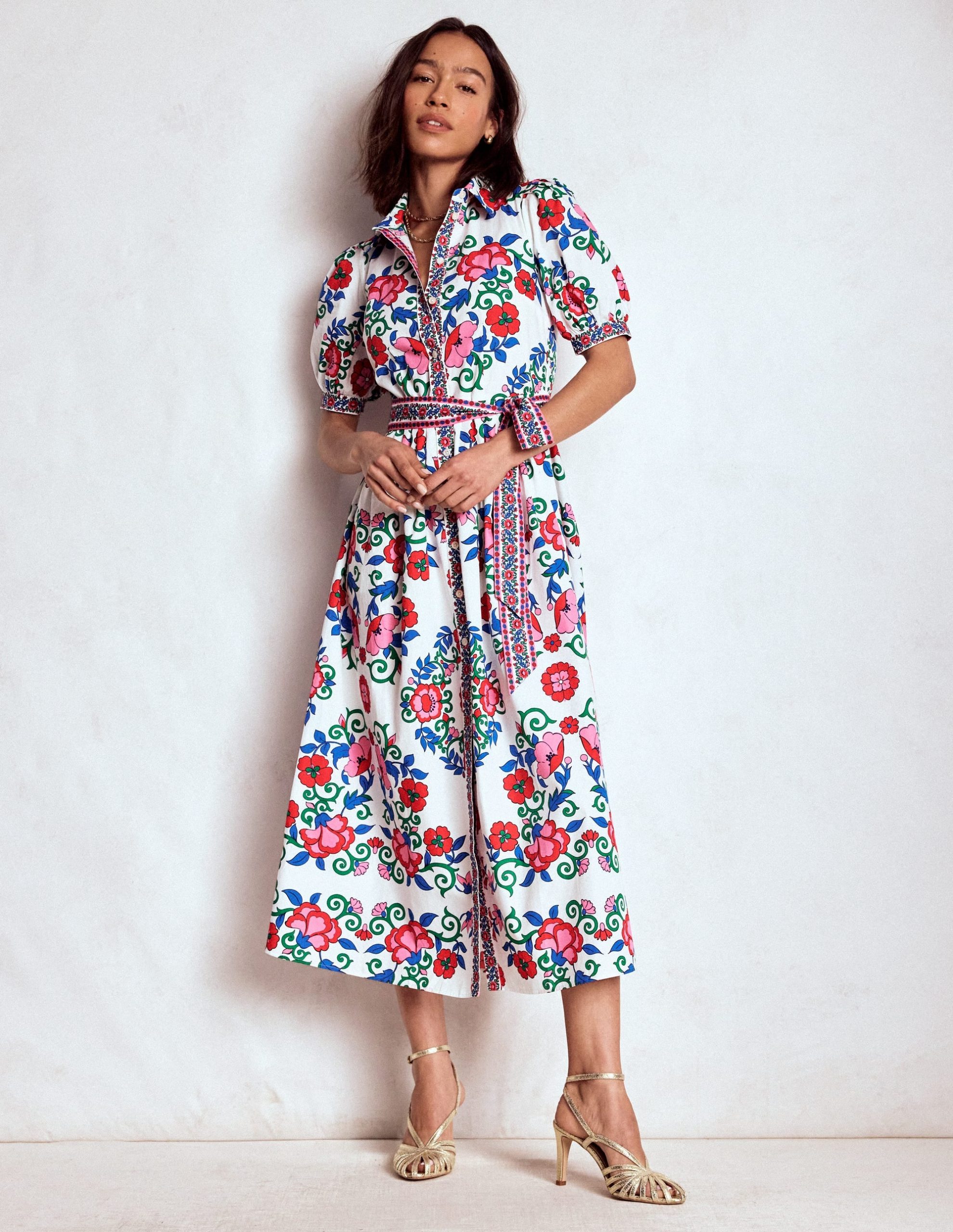 Alexa Maxi Shirt Dress-Multi. Ornamental Lattice