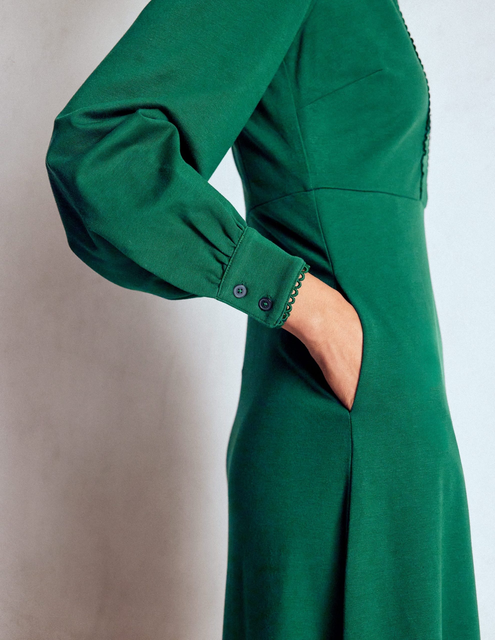 Pip Zip-Up Ponte Midi Dress-Emerald Night - Image 2