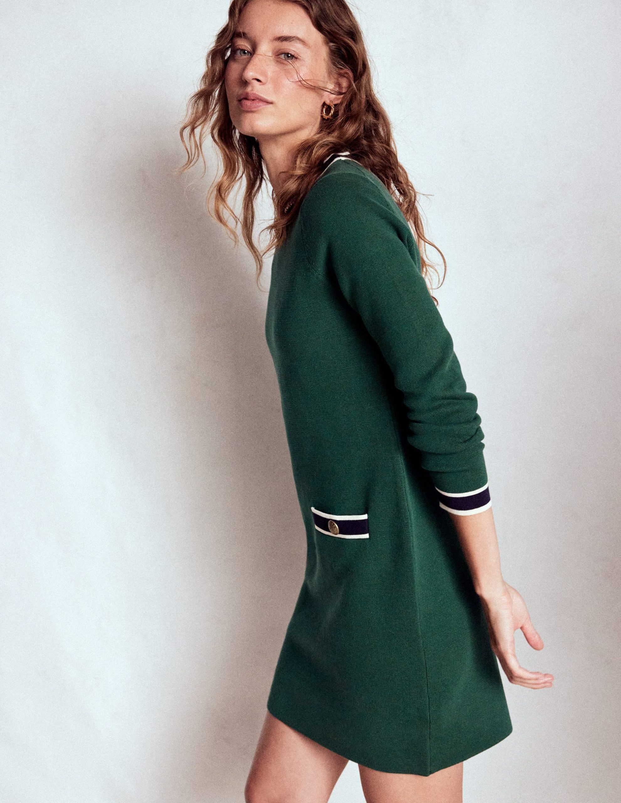 Holly Knitted Shift Dress-Emerald Night