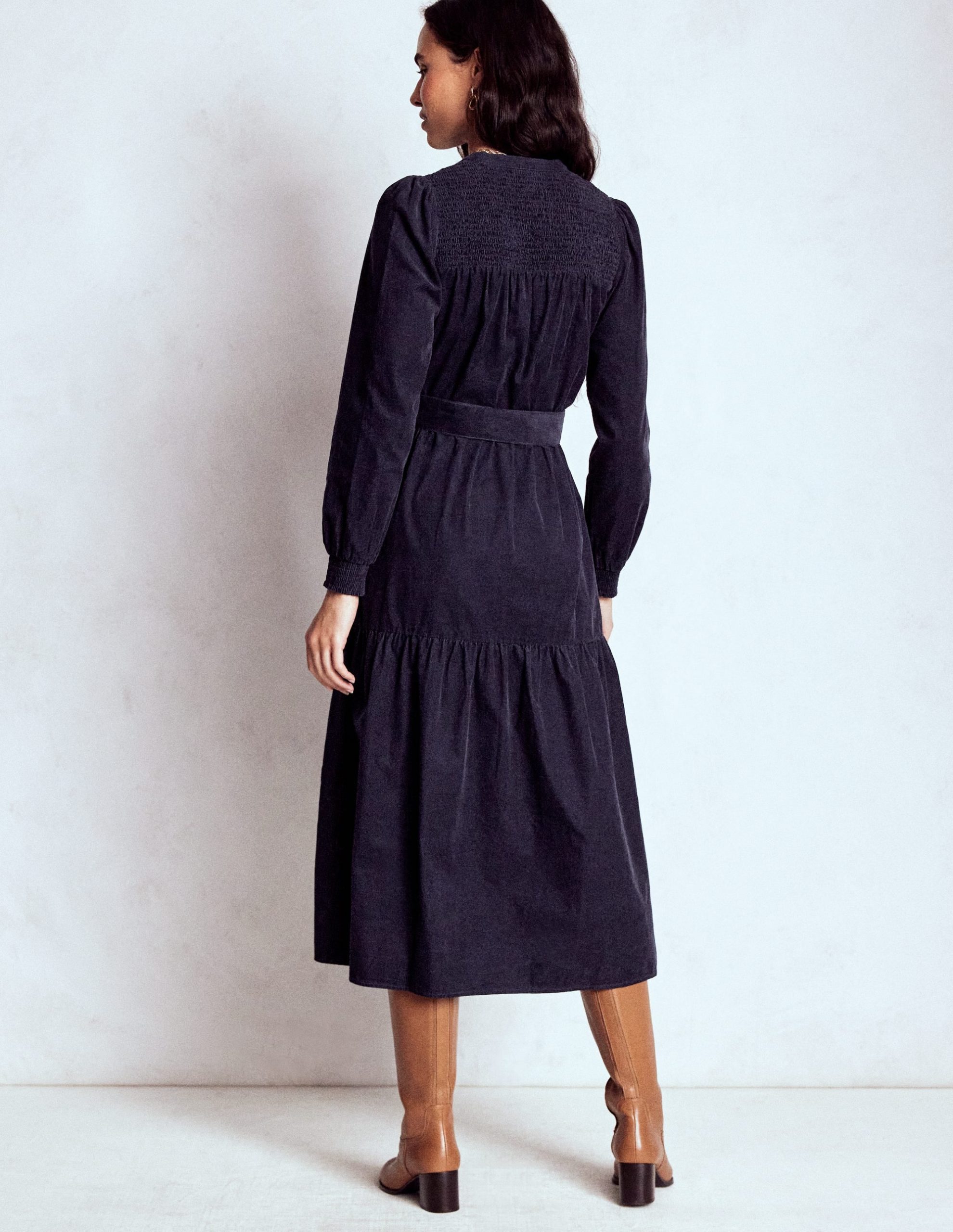 Cecily Cord Midi Dress-Navy - Image 4