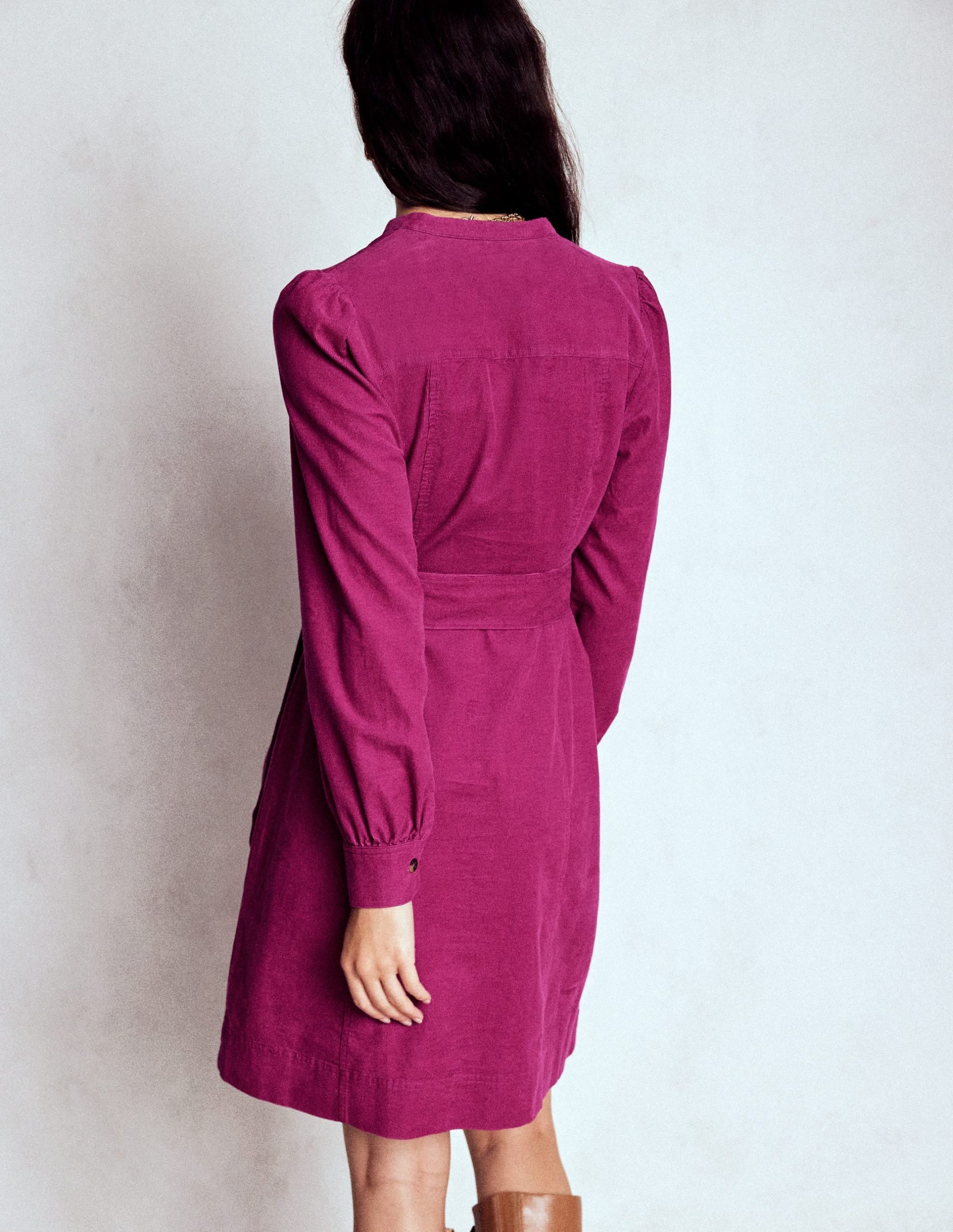 Bre Cord Short Dress-Rich Magenta - Image 3