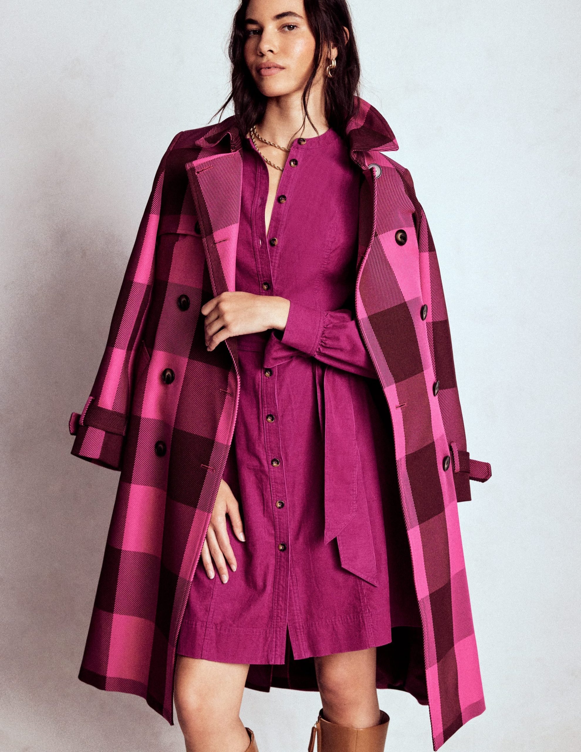 Bre Cord Short Dress-Rich Magenta - Image 5