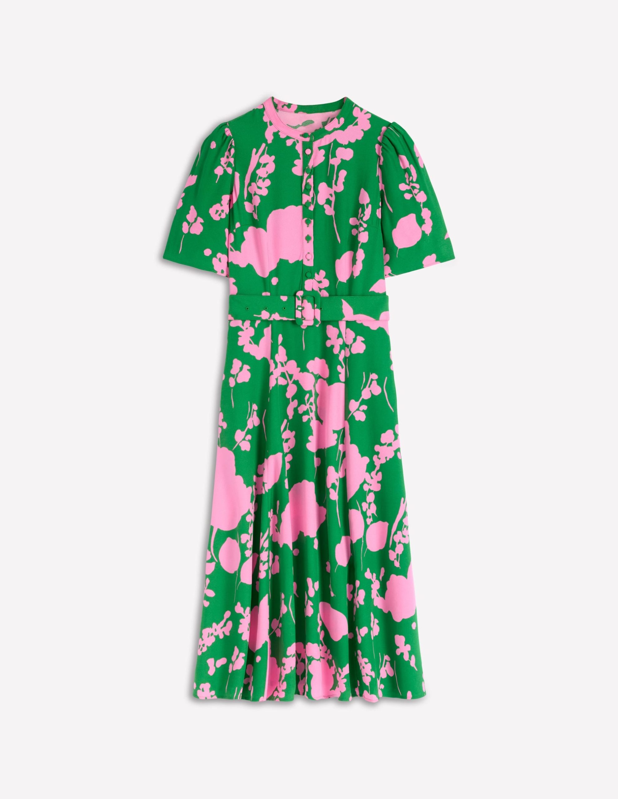Kate Puff Sleeve Belted Dress-Highland Green. Dainty Sprigs - Image 6