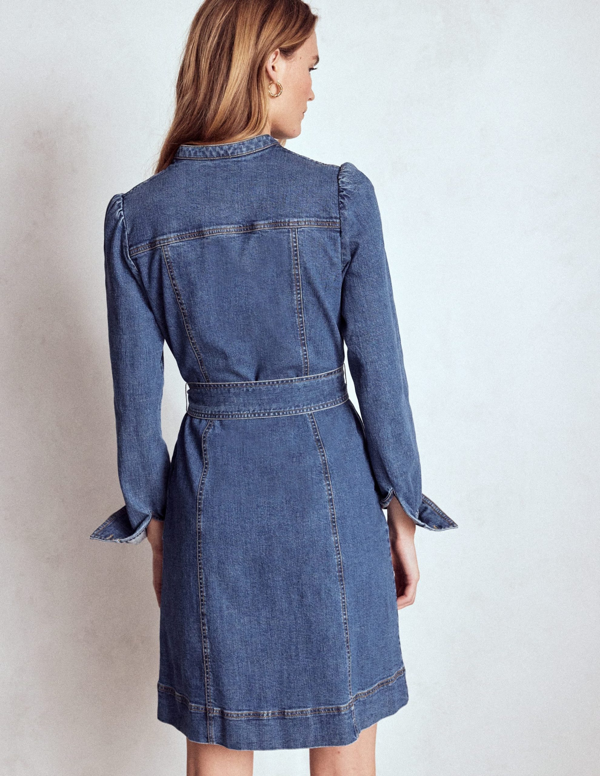 Bre Denim Short Dress-Mid Vintage Denim - Image 3
