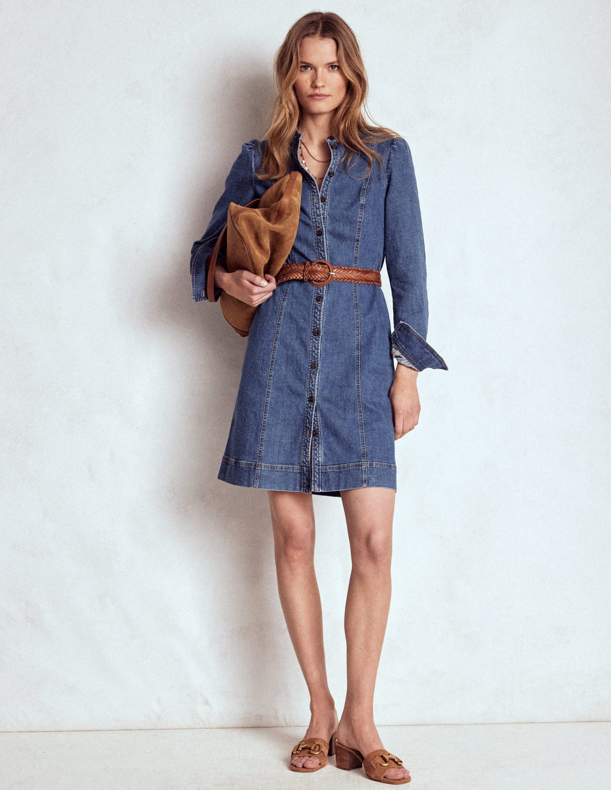 Bre Denim Short Dress-Mid Vintage Denim - Image 5
