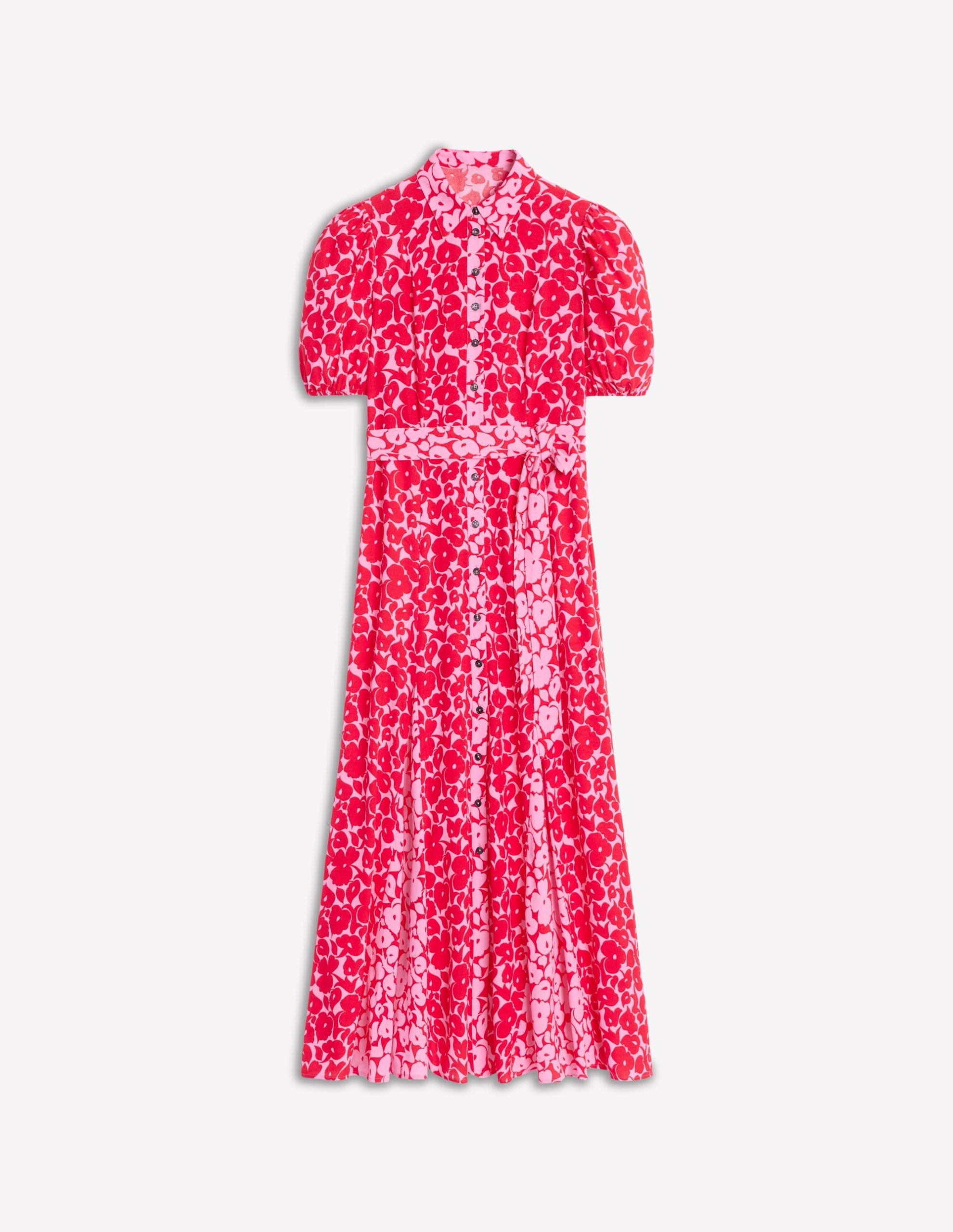 Alegra Midi Shirt Dress-Jewel Red. Leafy Grove - Image 6