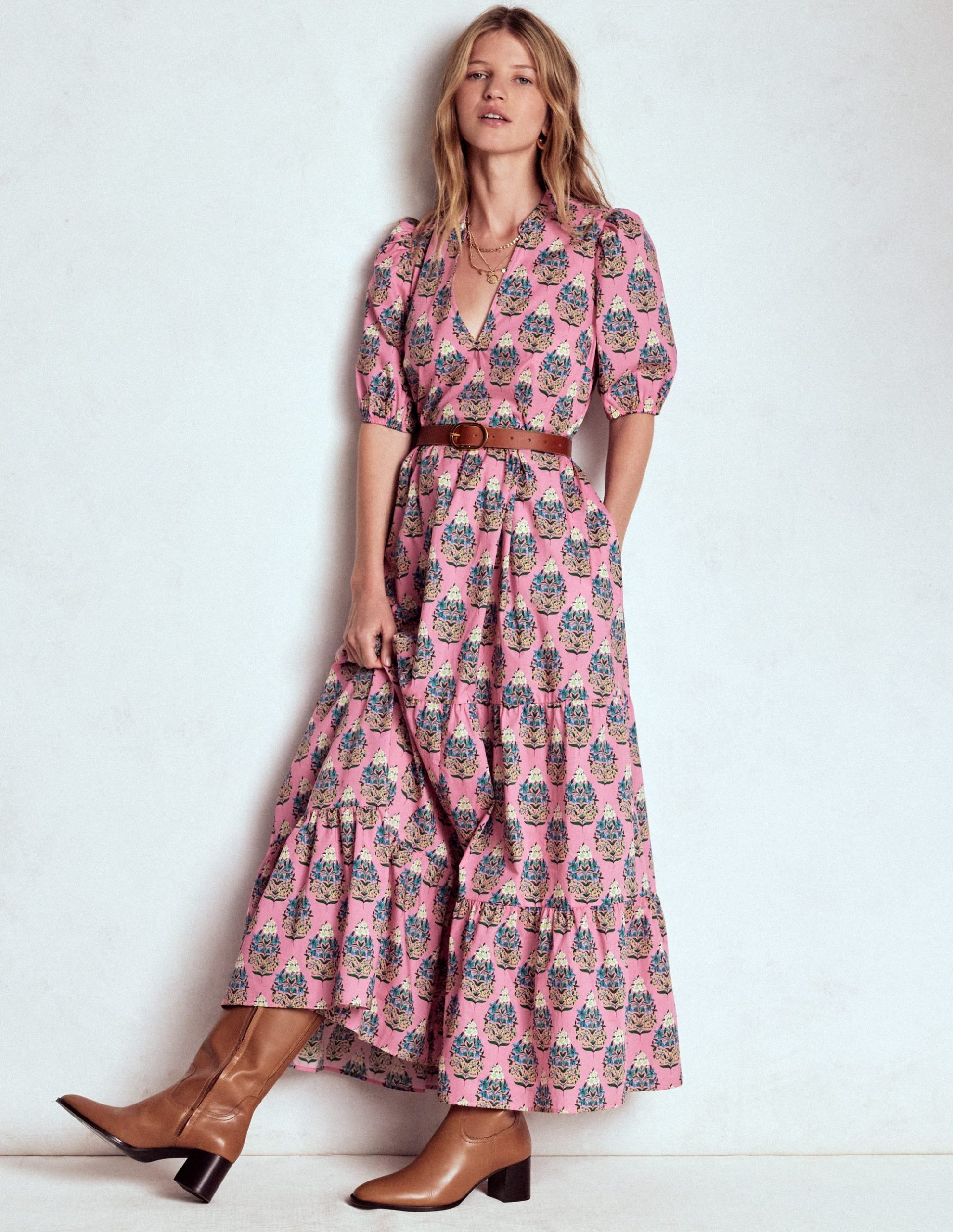 Christabel Cotton Midi Dress-Pink. Wildflower Bouquet - Image 7