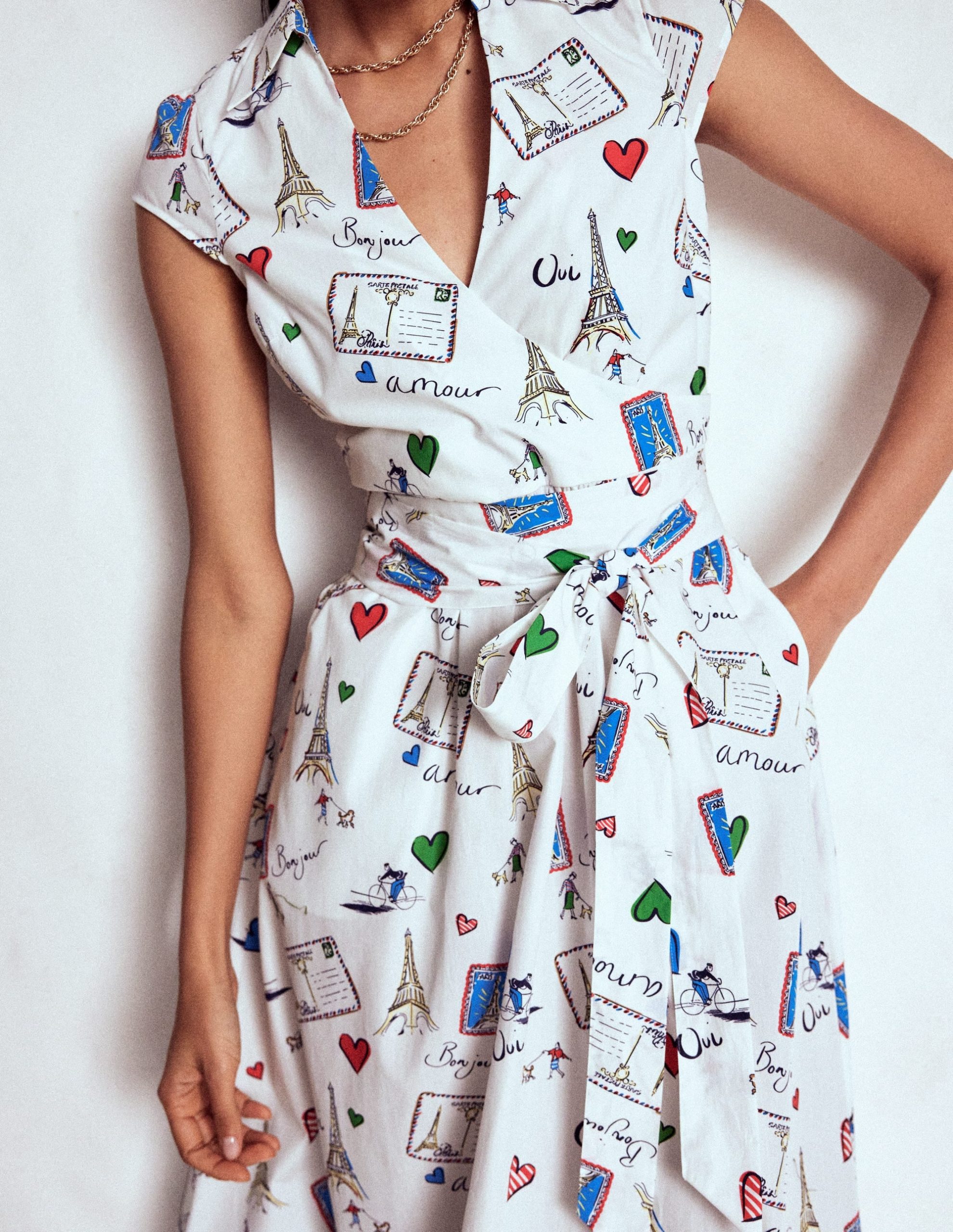 Julia Cotton Wrap Midi Dress-Ivory. Postcard From Paris - Image 2