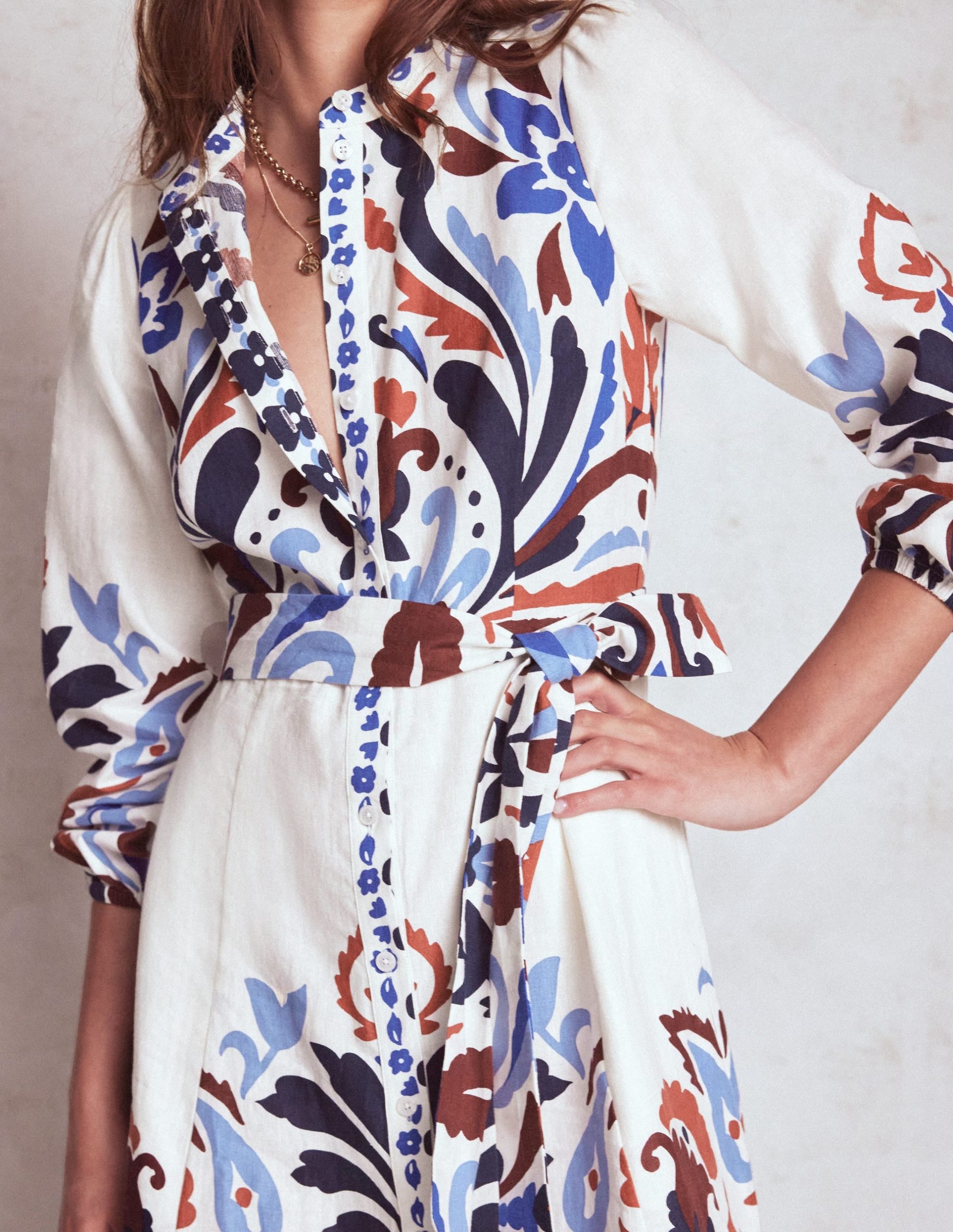 Mae Linen Blend Shirt Dress-Multi. Elaborate Garden - Image 2