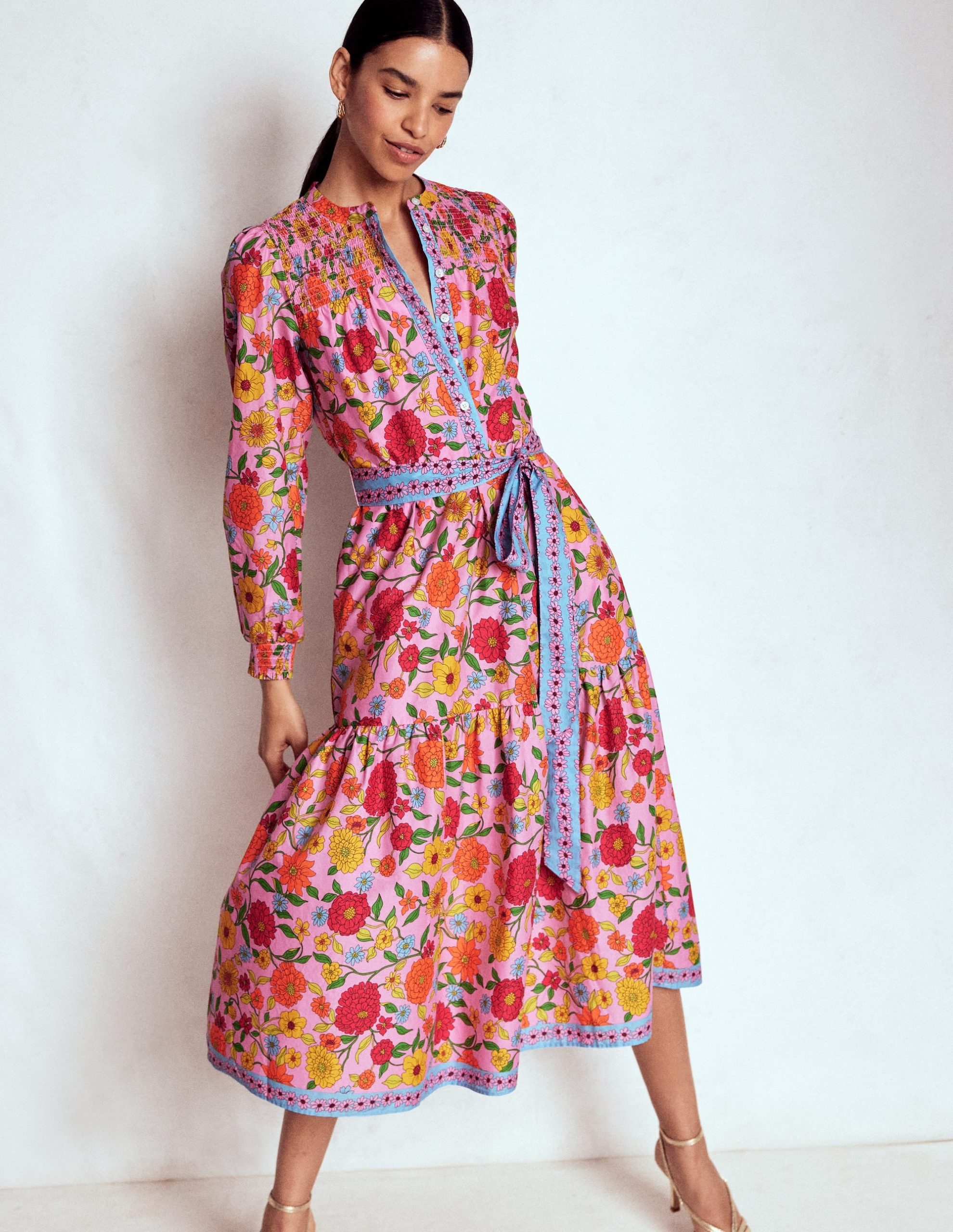 Cecily Cotton Midi Dress-Multi. Dahlia Trail