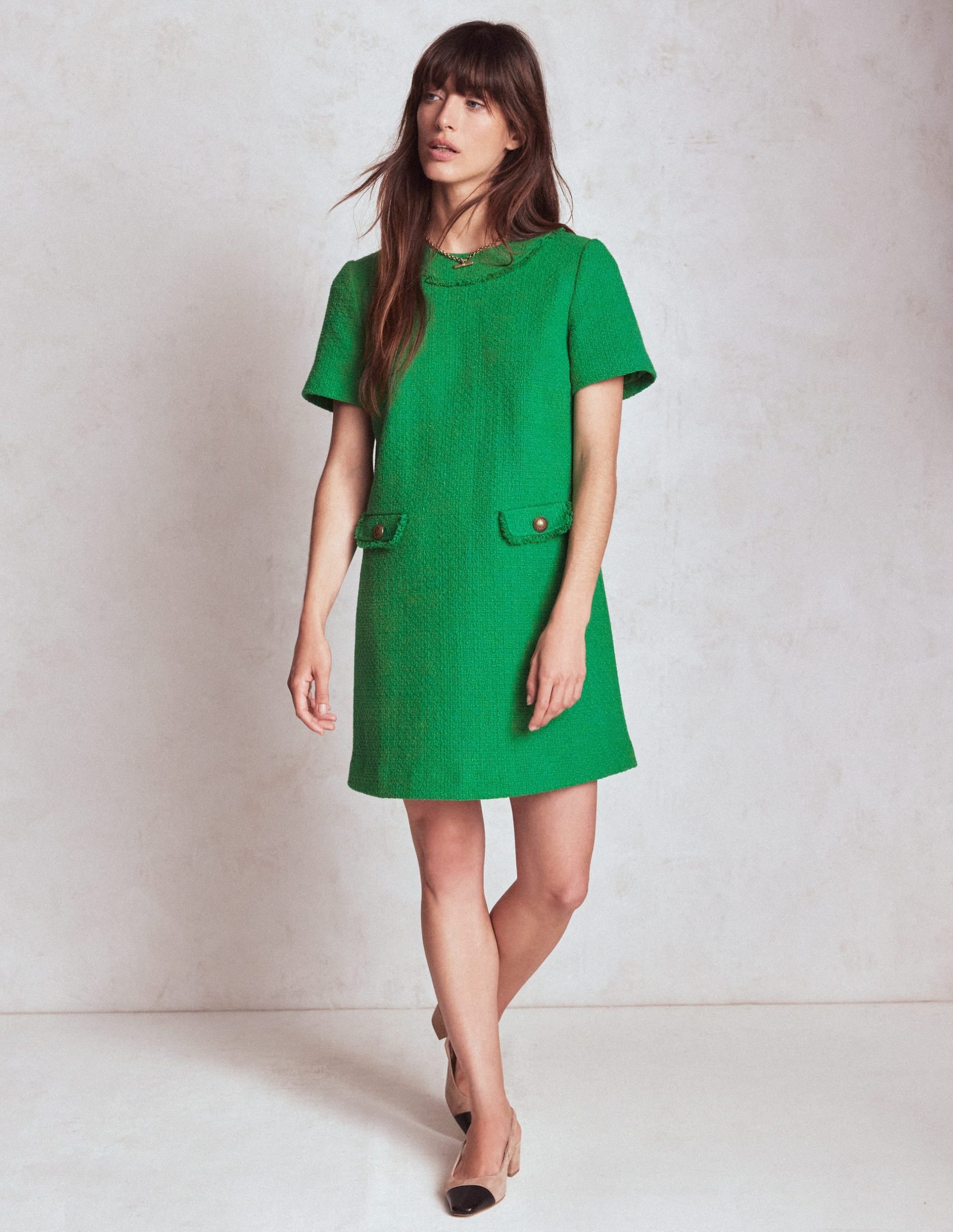 Evita Cotton Shift Dress-Rich Emerald - Image 5