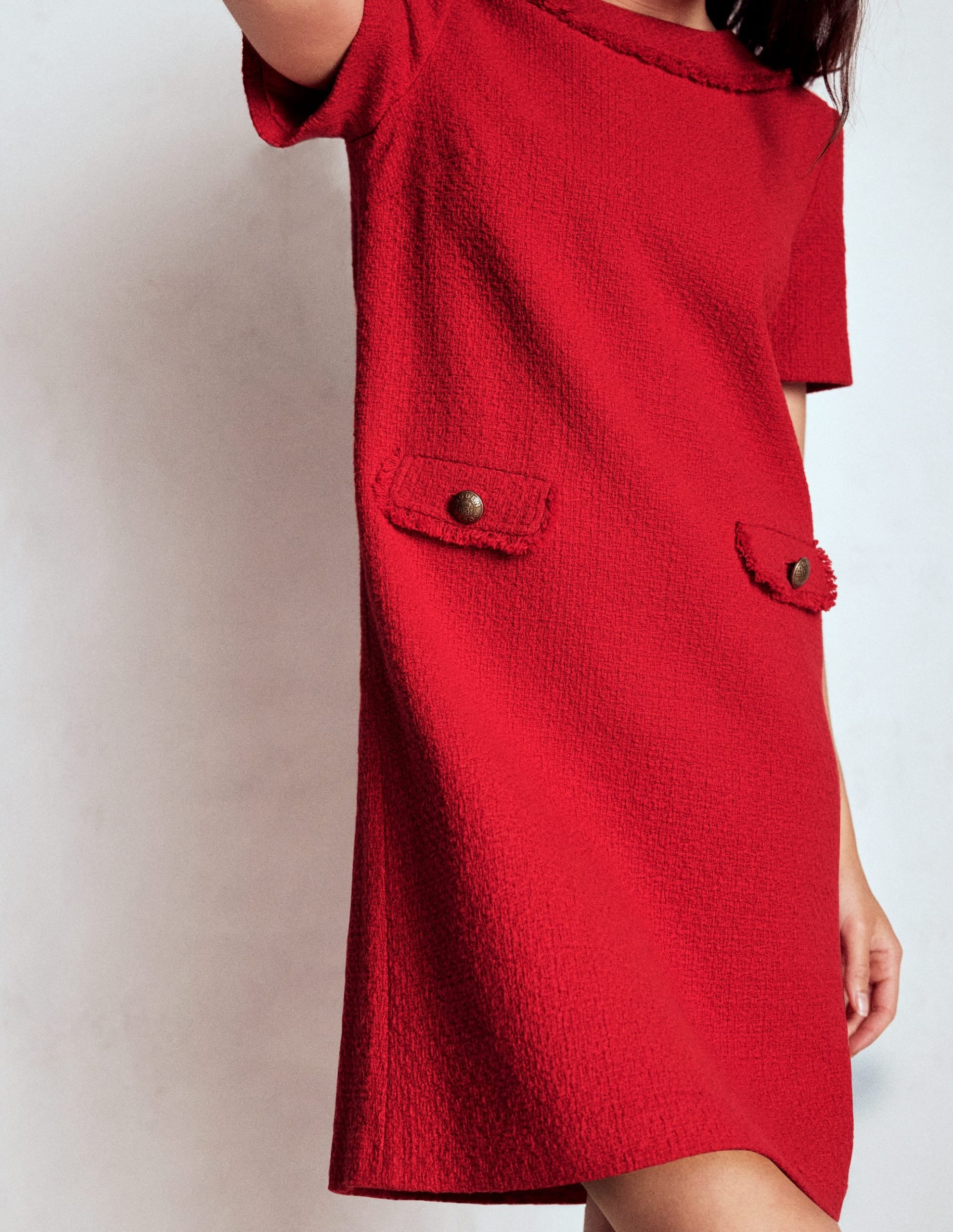 Evita Cotton Shift Dress-Poppy Red - Image 2