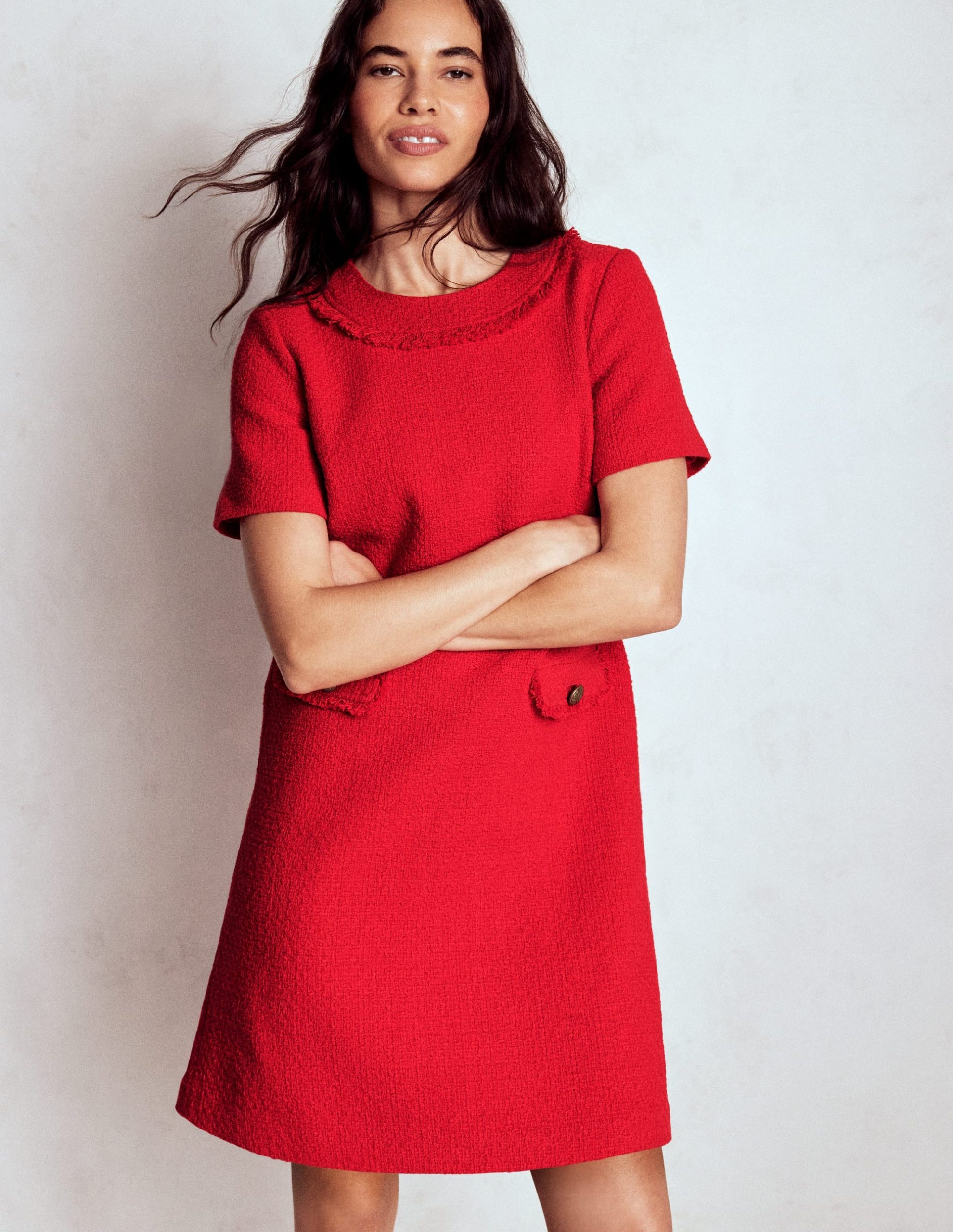 Evita Cotton Shift Dress-Poppy Red - Image 4
