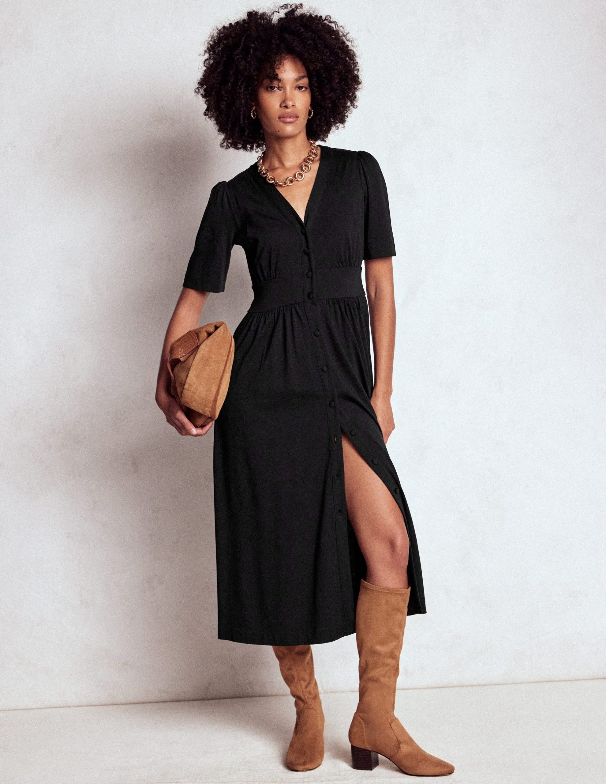 Natalia Jersey Tea Dress-Black - Image 5