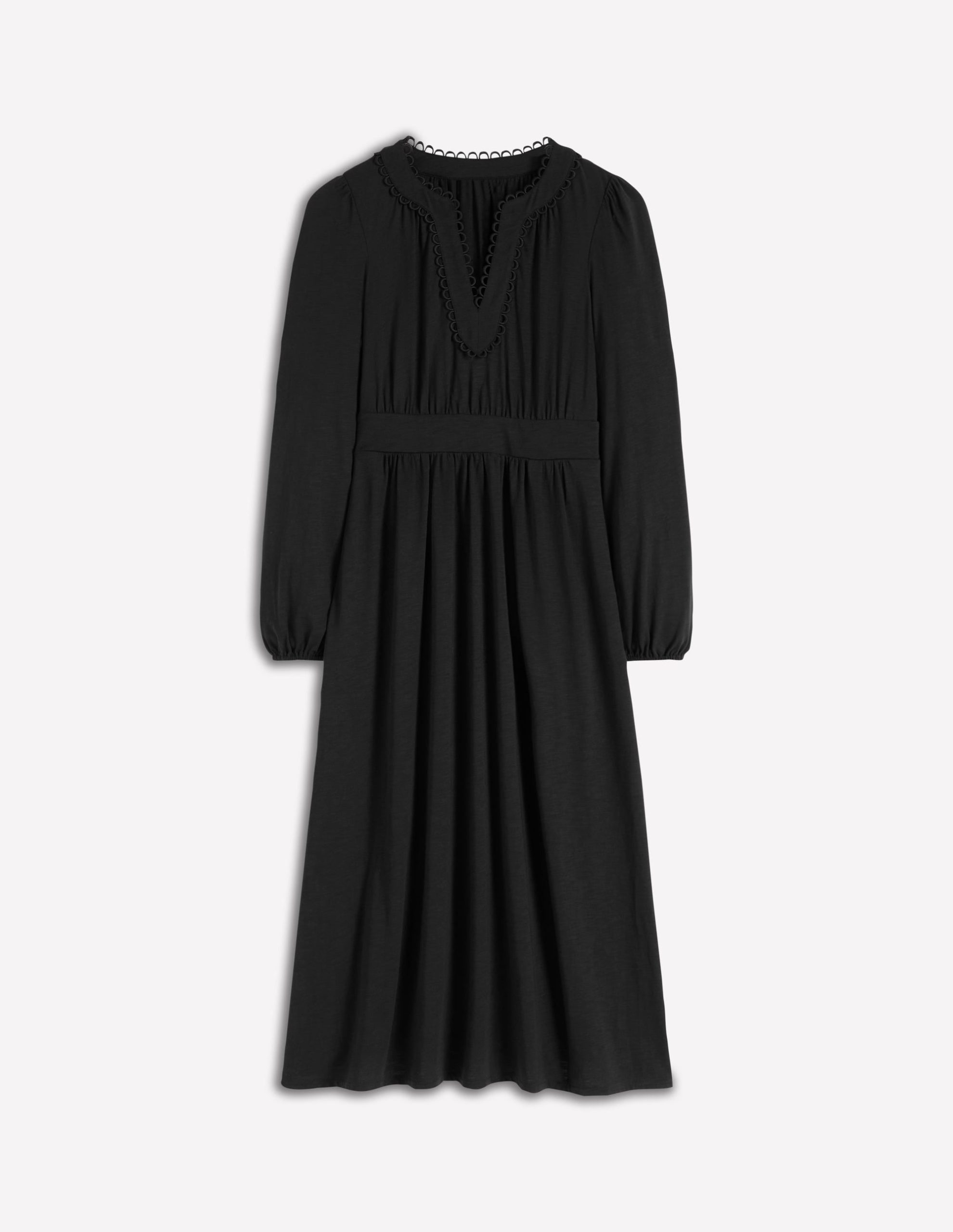 Maddie Picot Trim Midi Dress-Black - Image 5