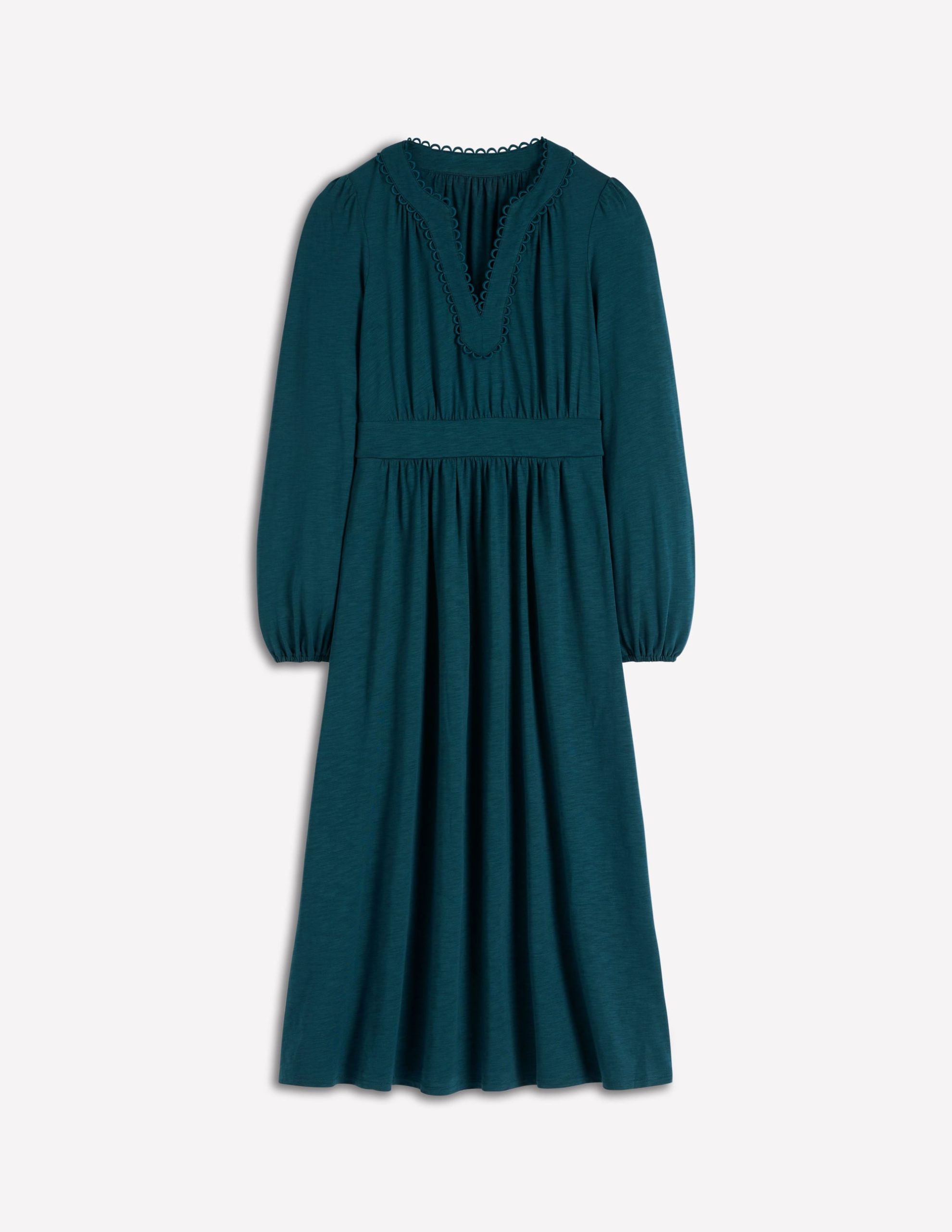 Maddie Picot Trim Midi Dress-Midnight Teal - Image 7