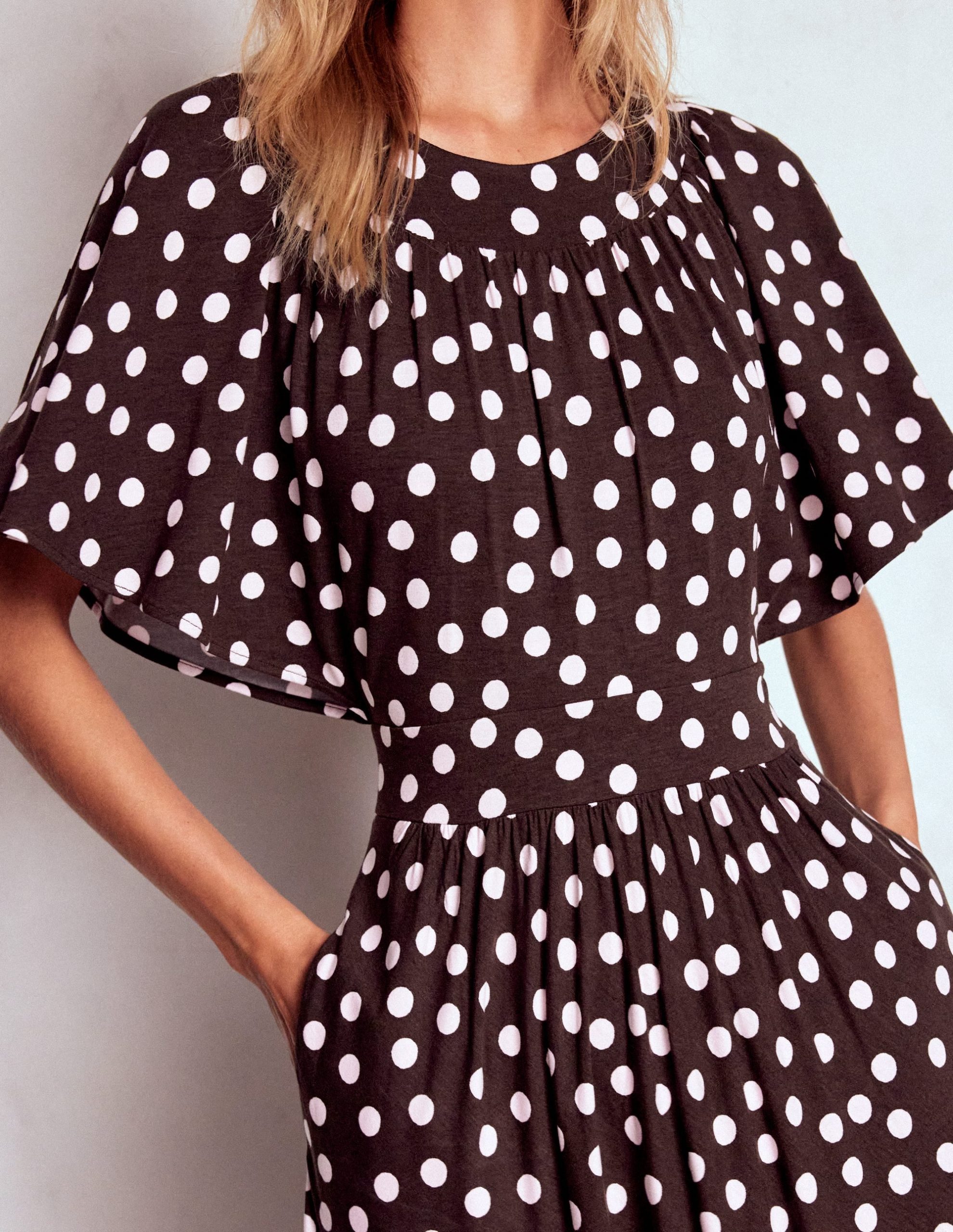 Yoke Panel Maxi Dress-Brown Spot - Image 2