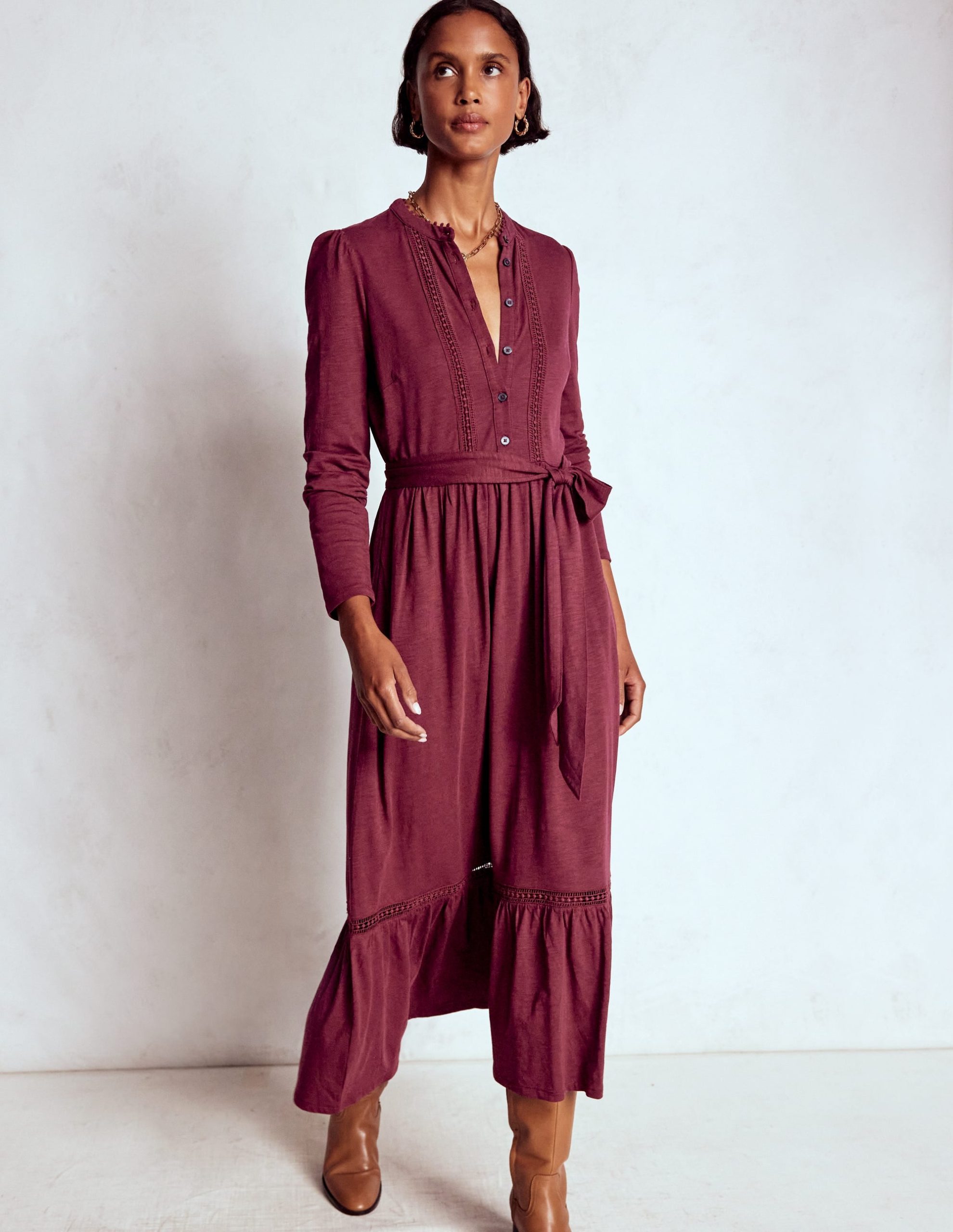 Edwina Jersey Shirt Dress-Deep Wisteria - Image 4