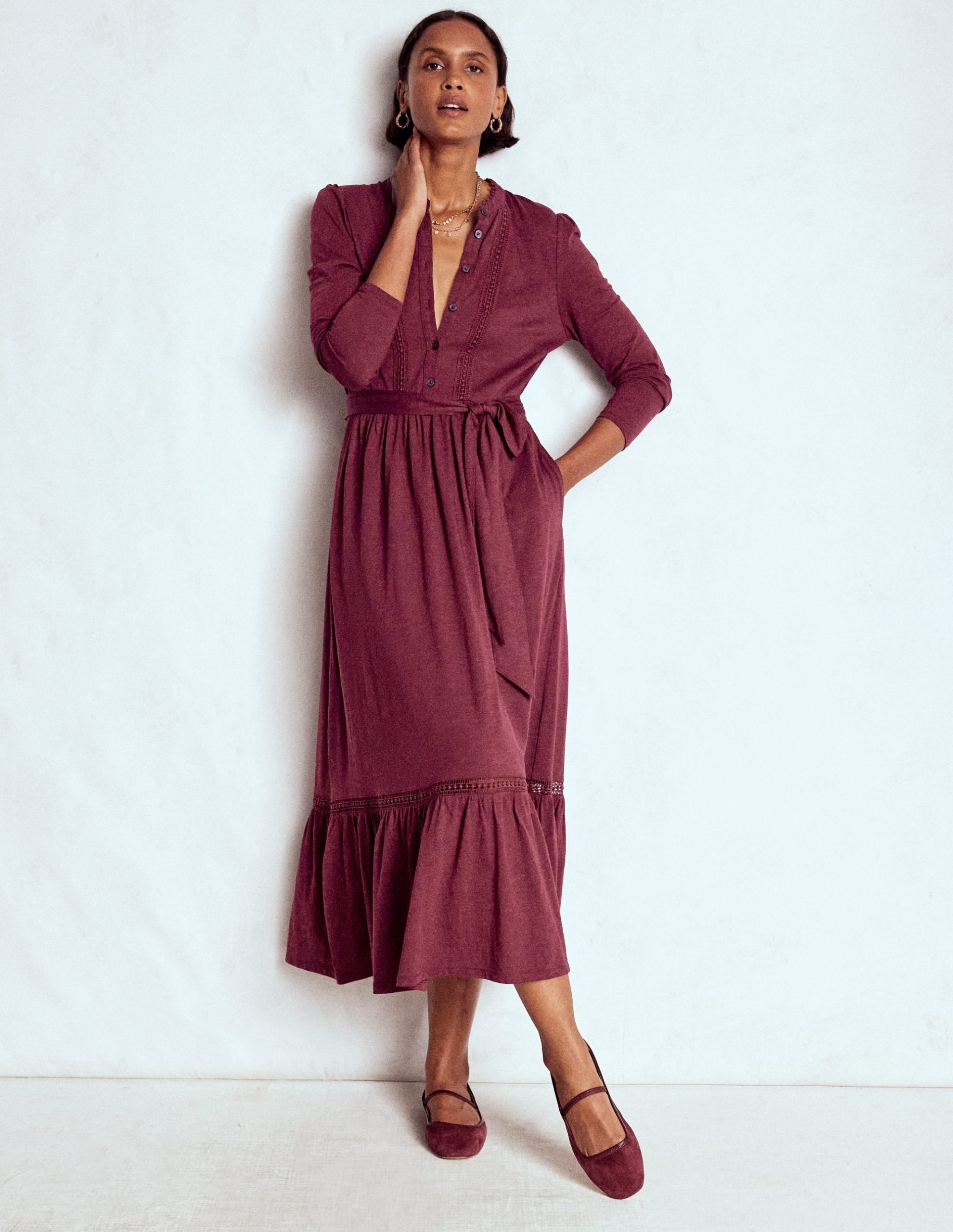 Edwina Jersey Shirt Dress-Deep Wisteria - Image 5