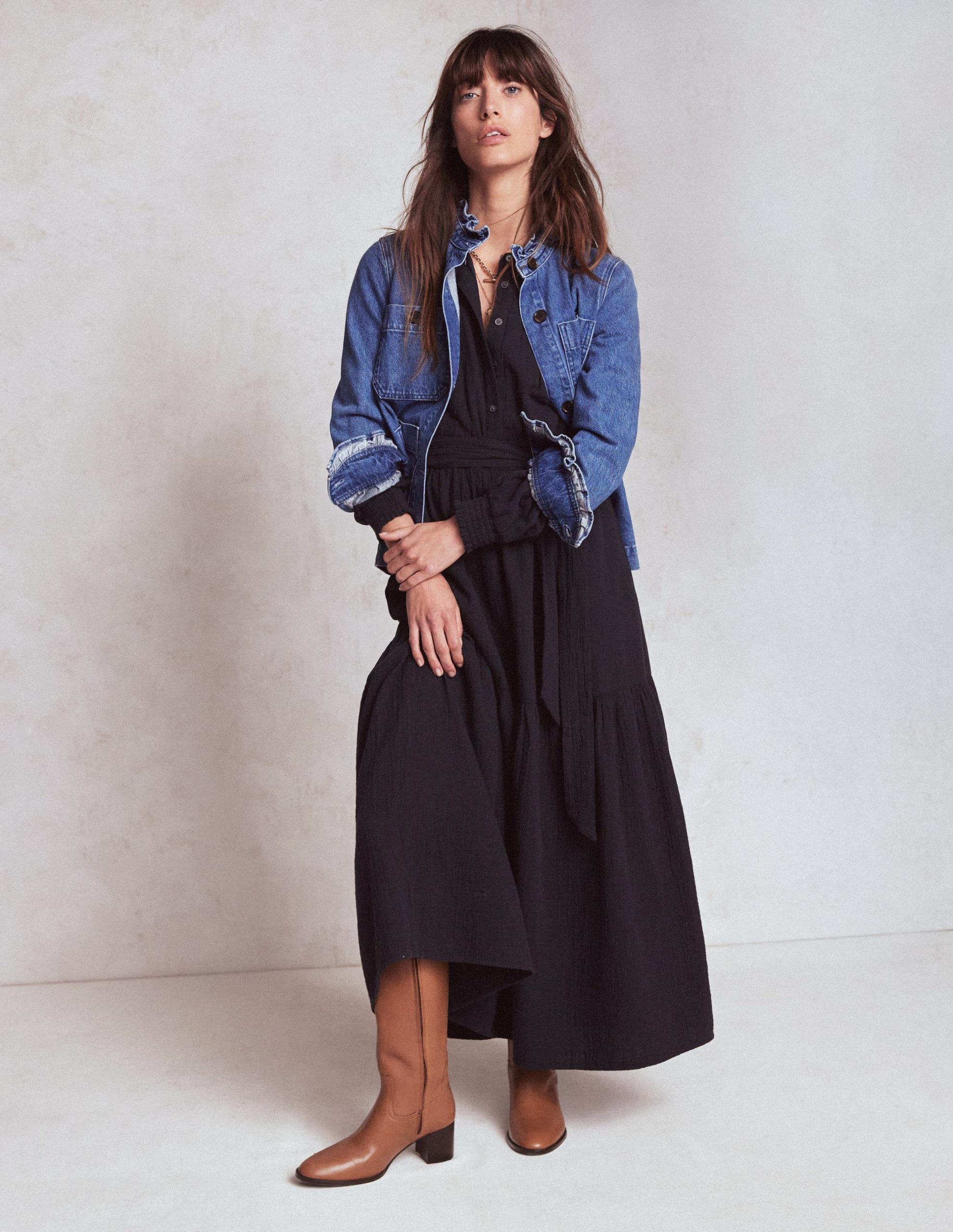 Cecily Double Cloth Midi Dress-Midnight Blue - Image 6