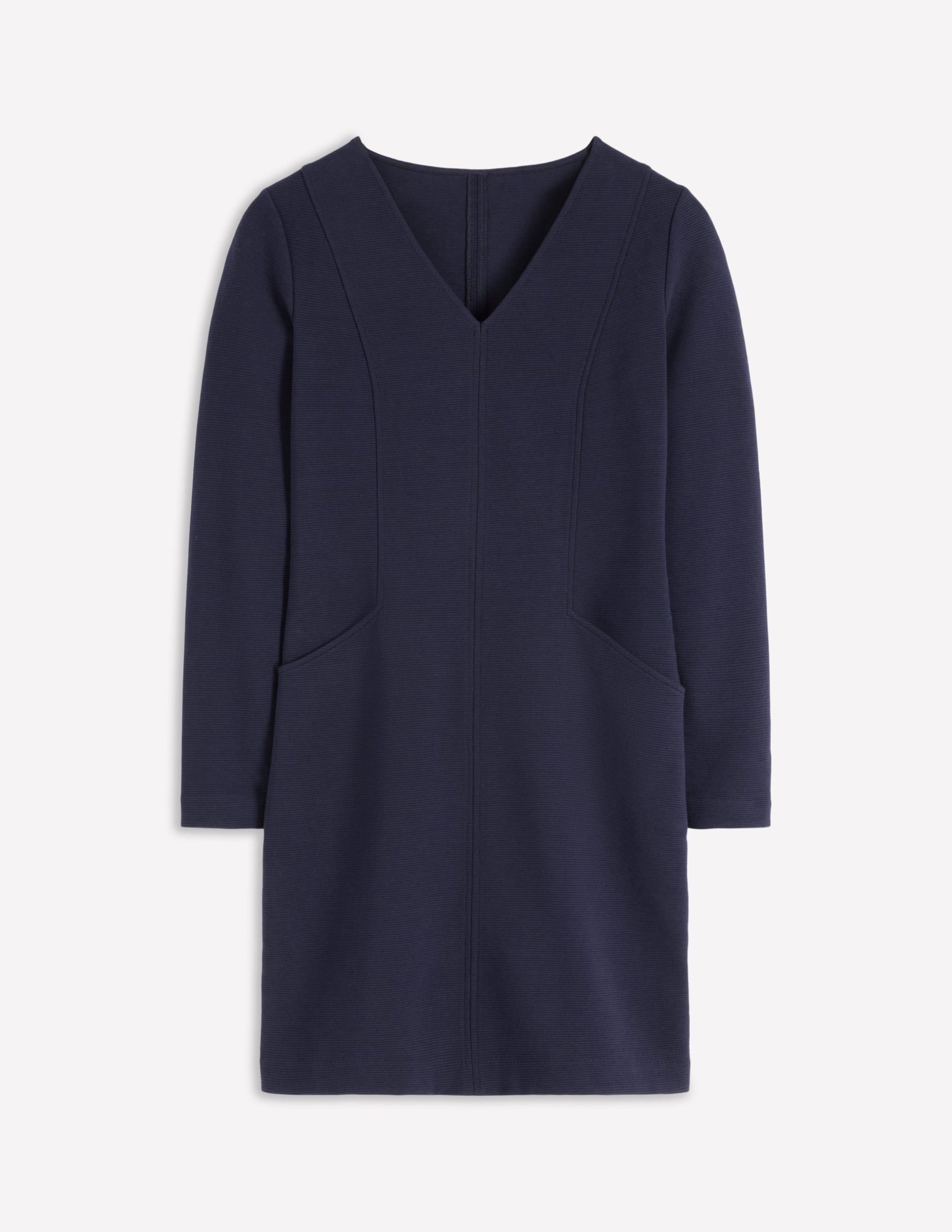 Ellen V-neck Ottoman Dress-Navy - Image 5
